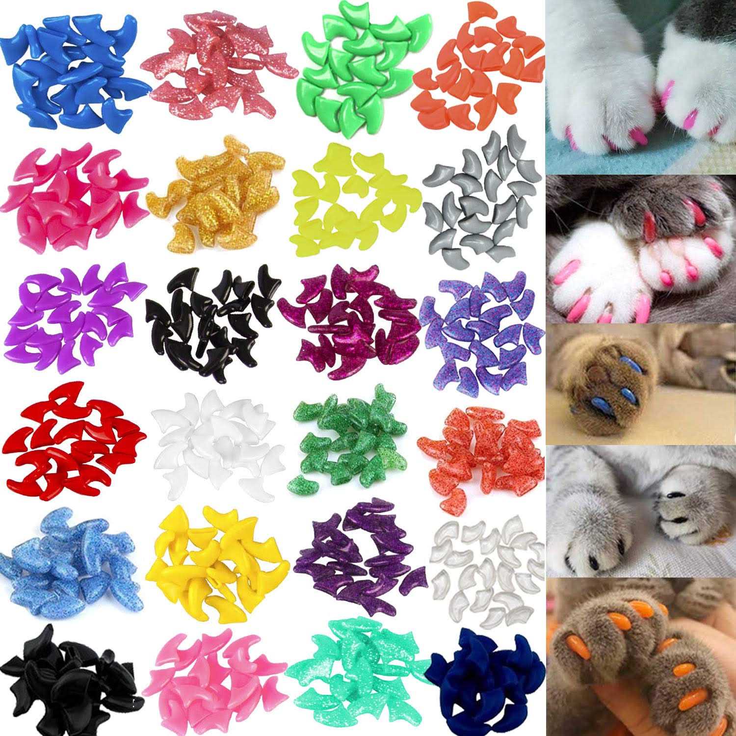 VICTHY Cat Nail Caps Pet Cat Soft Claws Nail Covers Cat Claws with Glue and Applicators Medium - Healthber