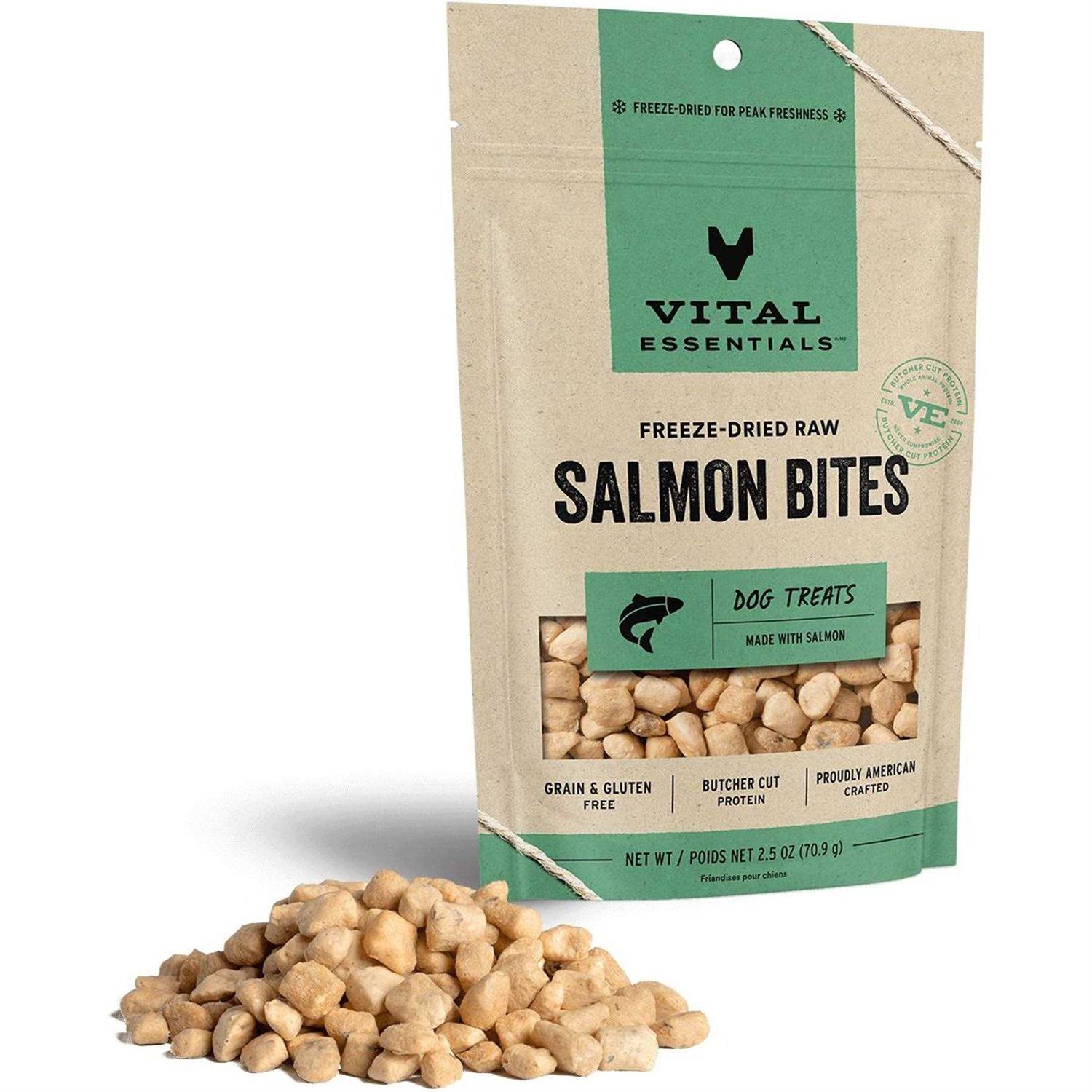Vital Essentials Freeze-Dried Salmon Bites Dog Treats - Healthber