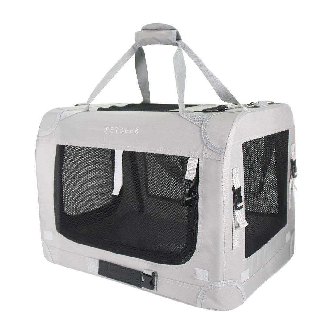 Petseek Extra Large Cat Carrier Soft Sided Folding Small Medium Dog Pet Carrier 24×16.5×16 Travel Collapsible Ventilated Comfortable Design - Healthber