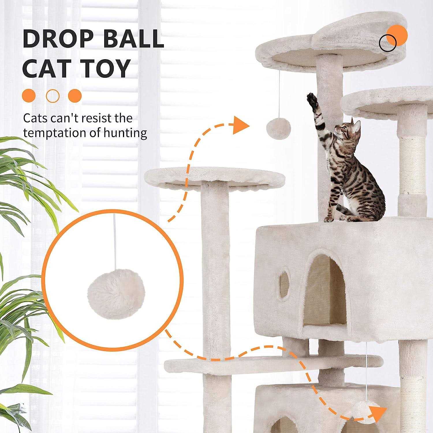 Niamvelo 70-in Cat Tree Tower Furniture Cat Condo with Scratching Post for Indoor Cats - Healthber