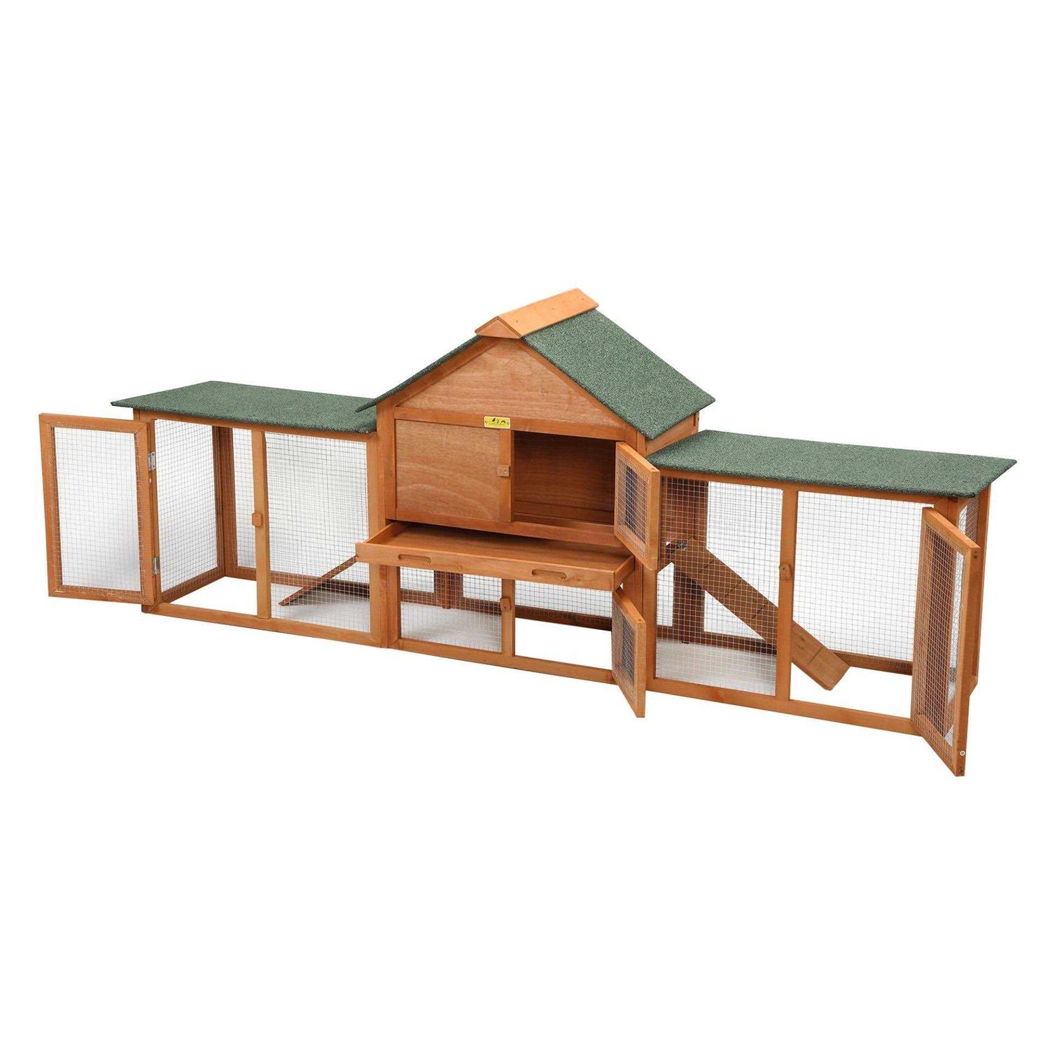 Coziwow82L Extra-Large Wooden Rabbit Cage With Double Runs - Healthber