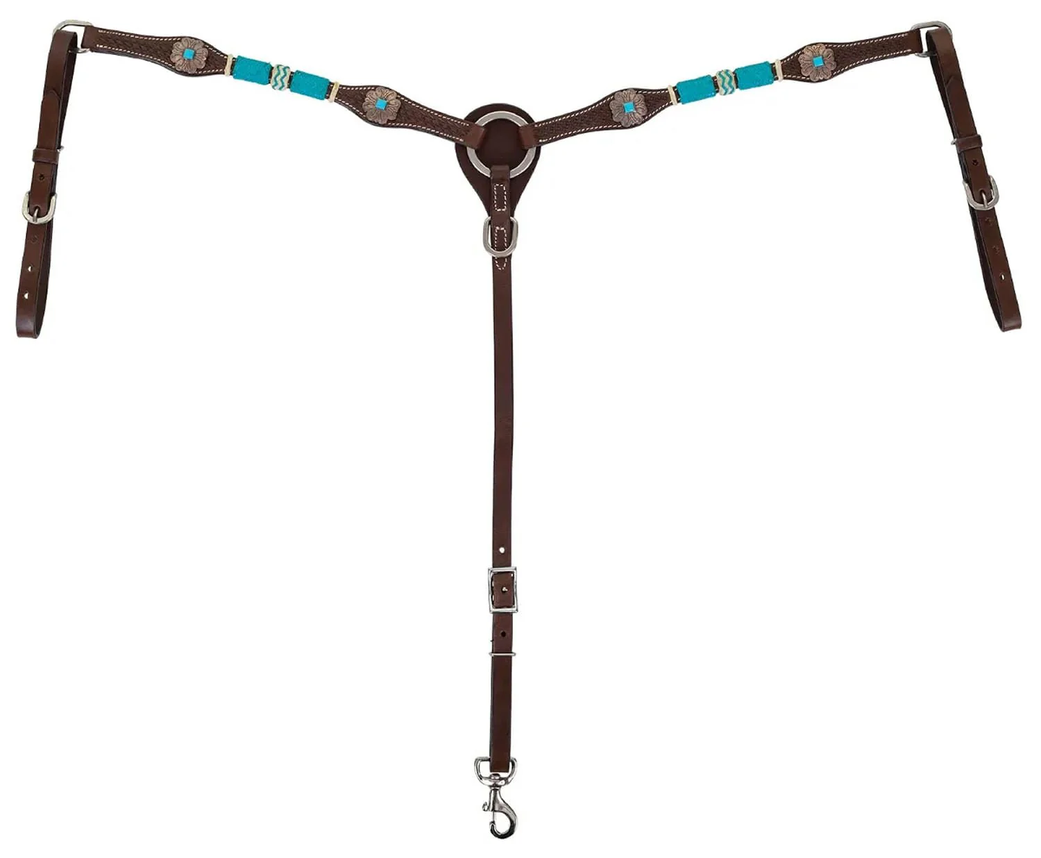 Circle Y Turquoise Round Up Breast Collar, Full - Healthber