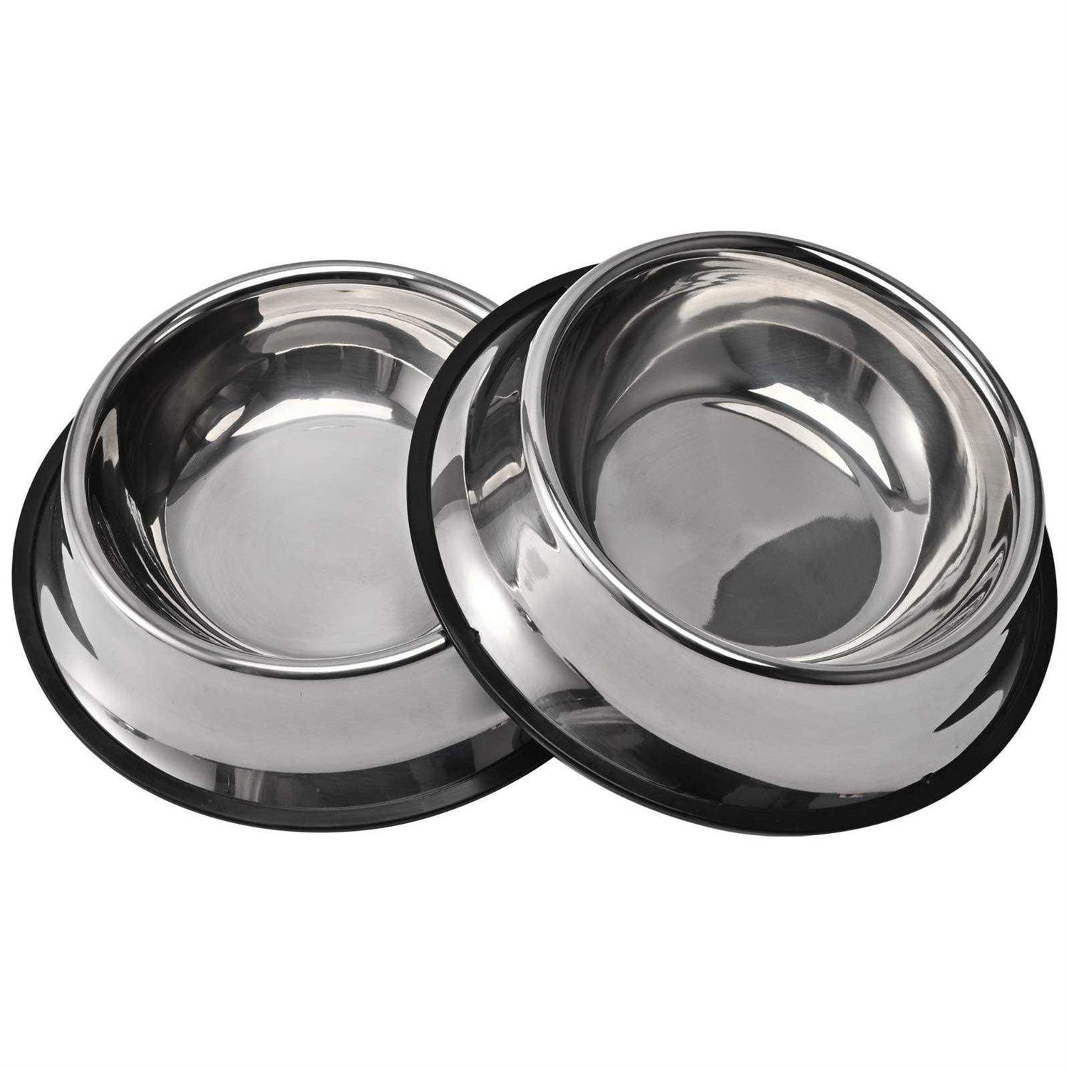 Juqiboom 2Packs Stainless Steel Dog Bowl with Anti-Skid Rubber Base for Small/Medium/Large Pet, Perfect Dish, Pets Feeder Bowl and Water Bowl Perfect Choice - Healthber