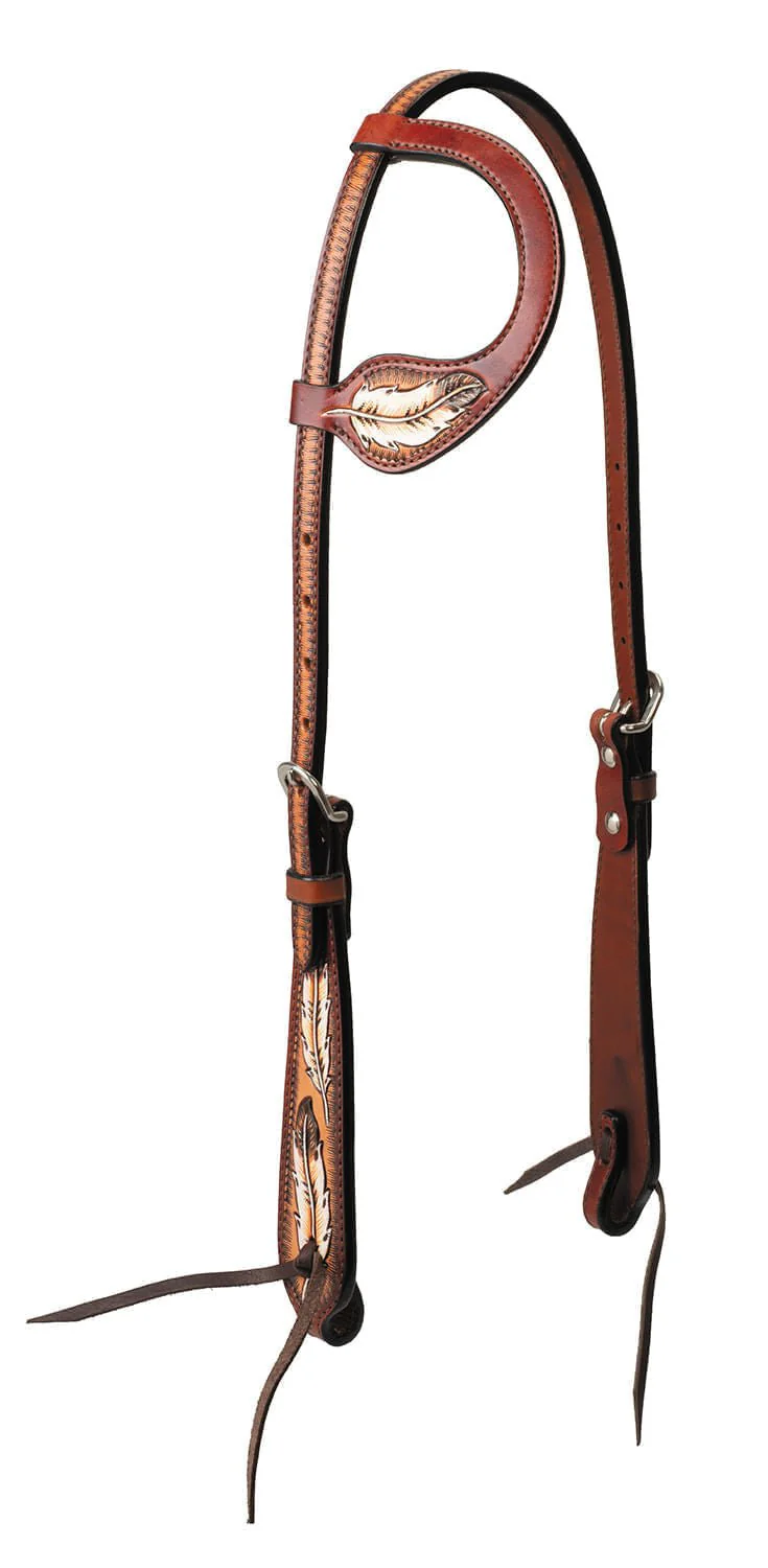Turquoise Cross Coco Feather Sliding Ear Headstall - Healthber