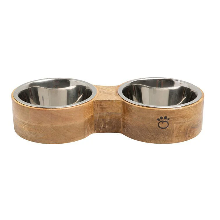 GF Pet Double Diner Wood & Metal Feeder - Healthber