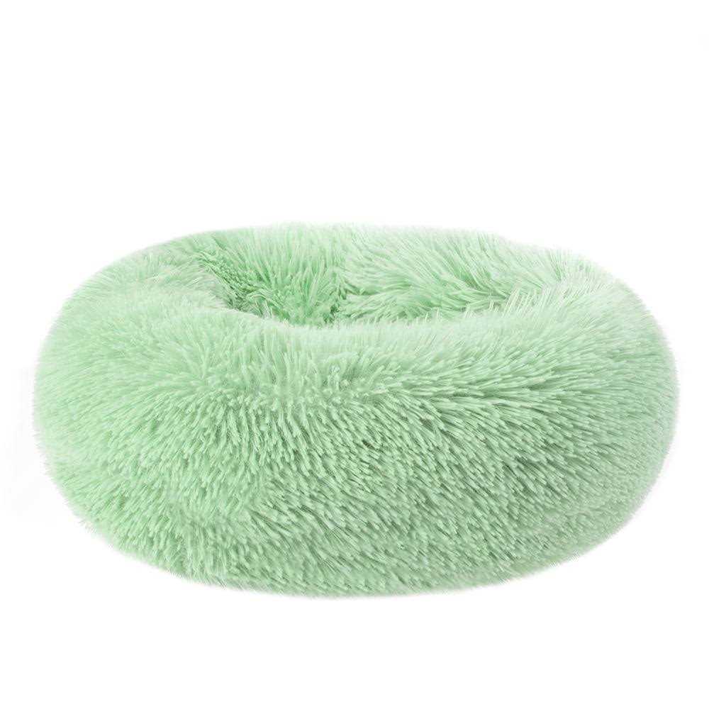 Round Plush Pet Bed for Dogs & Cats,Fluffy Soft Warm Calming Bed Sleeping Kennel Nest - Healthber