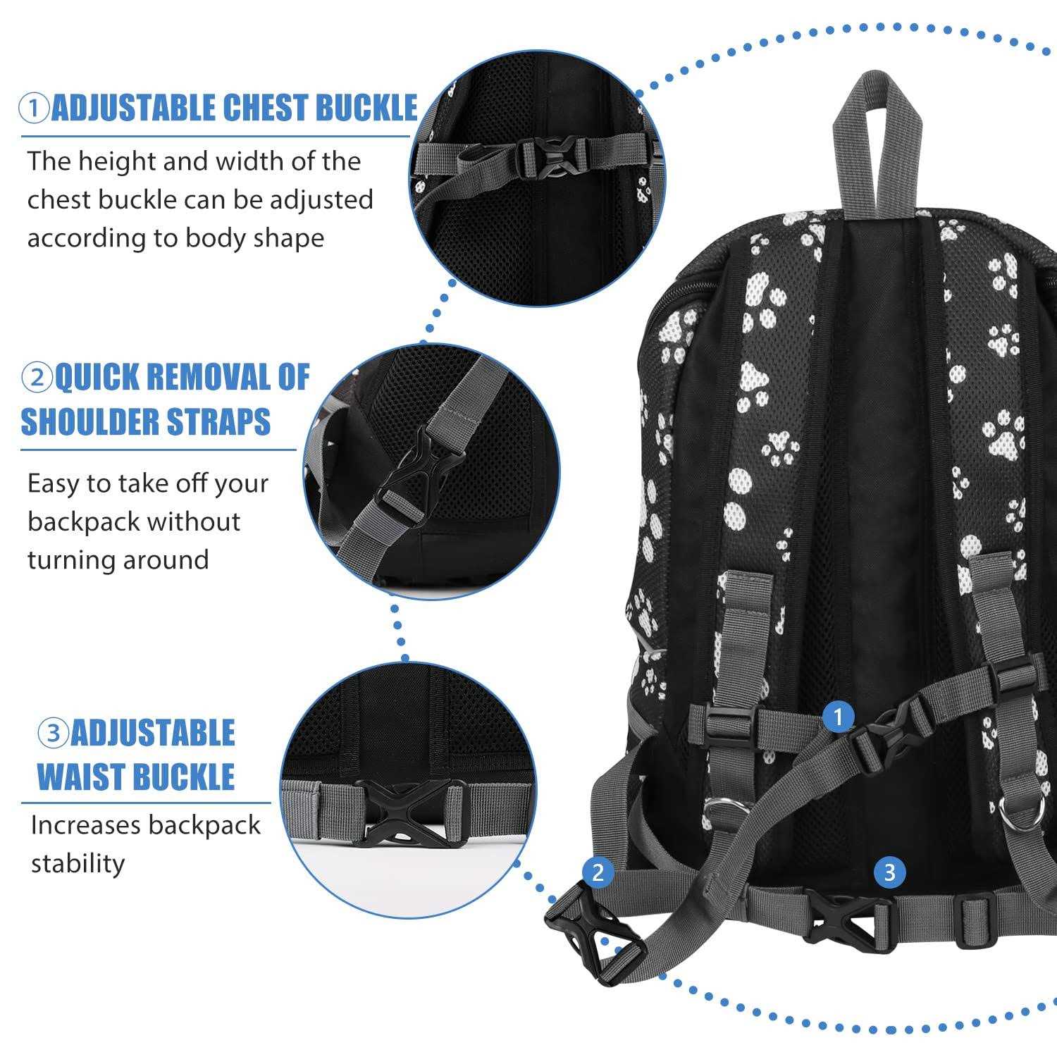 YESLAU Dog Backpack Carrier Pet Carrier for Small Medium Dogs Travel Bag Front Pack Breathable Adjustable with Safety Reflective Strips for Hiking - Healthber
