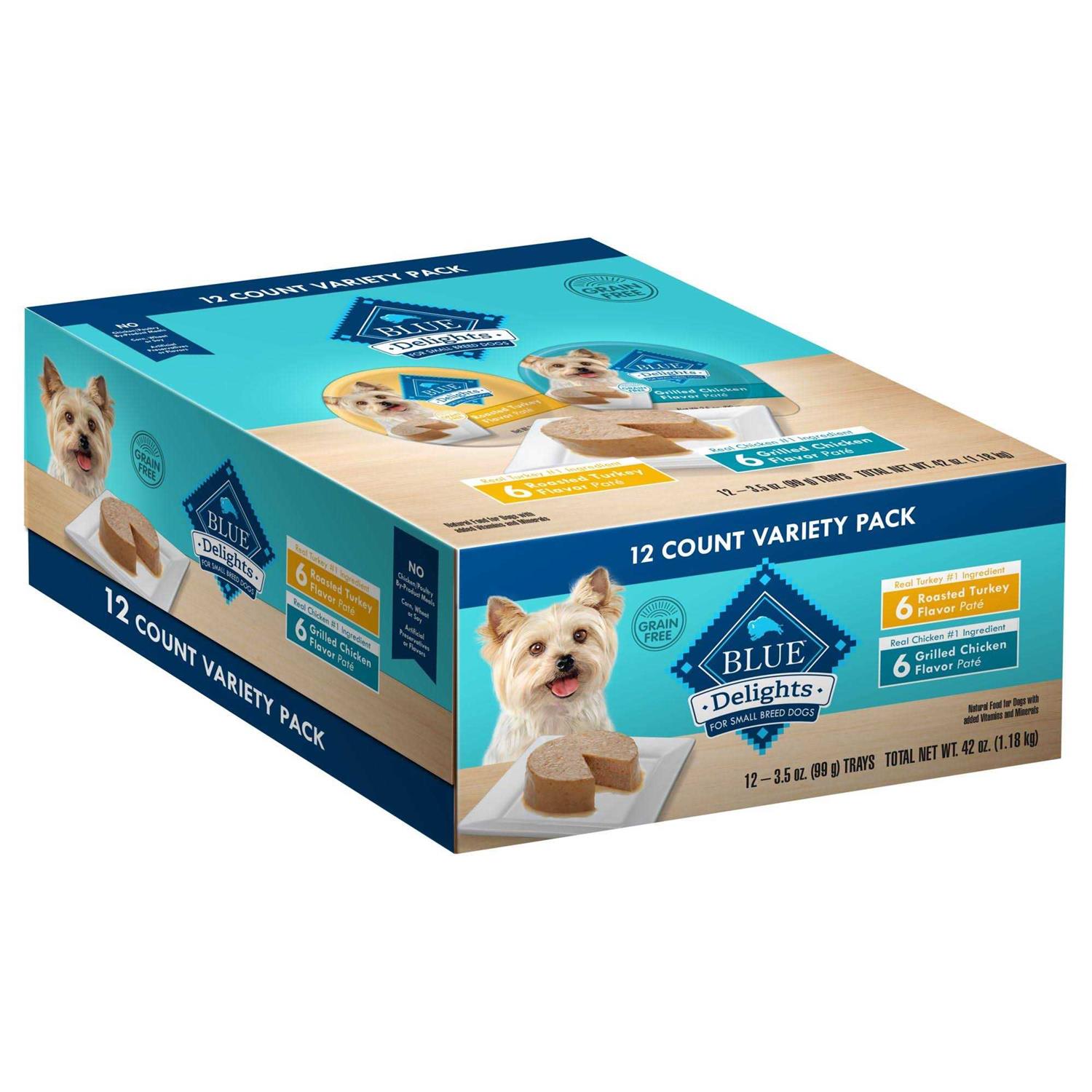 Blue Buffalo Delights Natural Small Breed Wet Dog Food Turkey & Chicken Variety Pack - Healthber