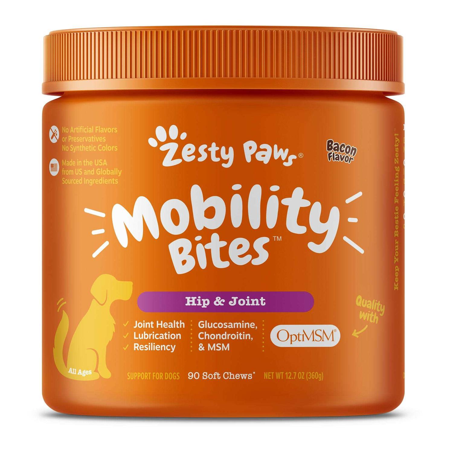 Zesty Paws Bacon Hip & Joint Bites for Dogs - Healthber