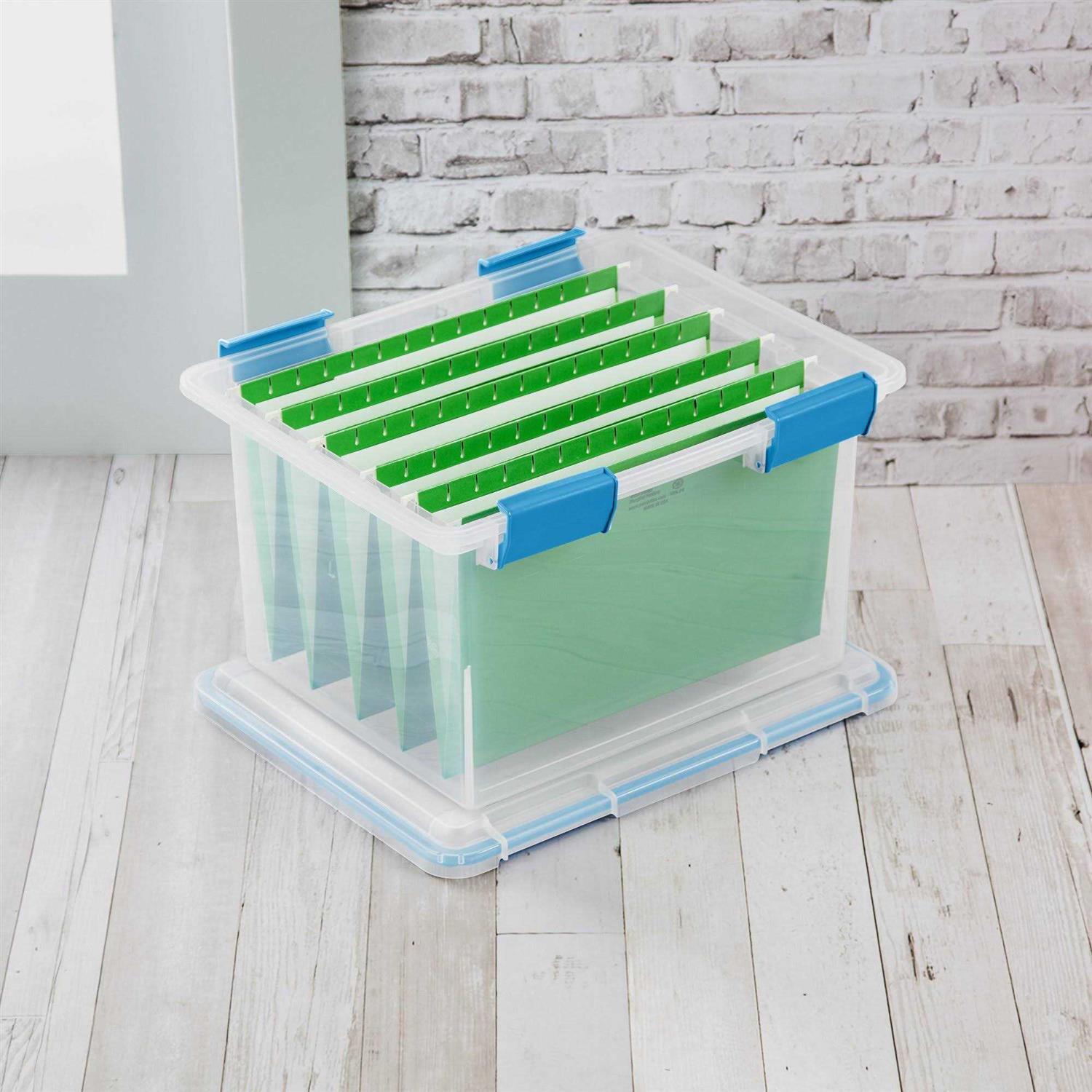 Sterilite 32 Qt Gasket Box Clear Base and Lid Blue Aquarium Set of 4 - Healthber