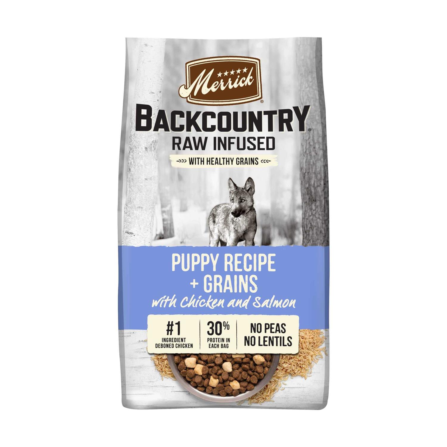 Merrick Backcountry Puppy Recipe with Healthy Grains Raw Infused Dry Dog Food - Healthber