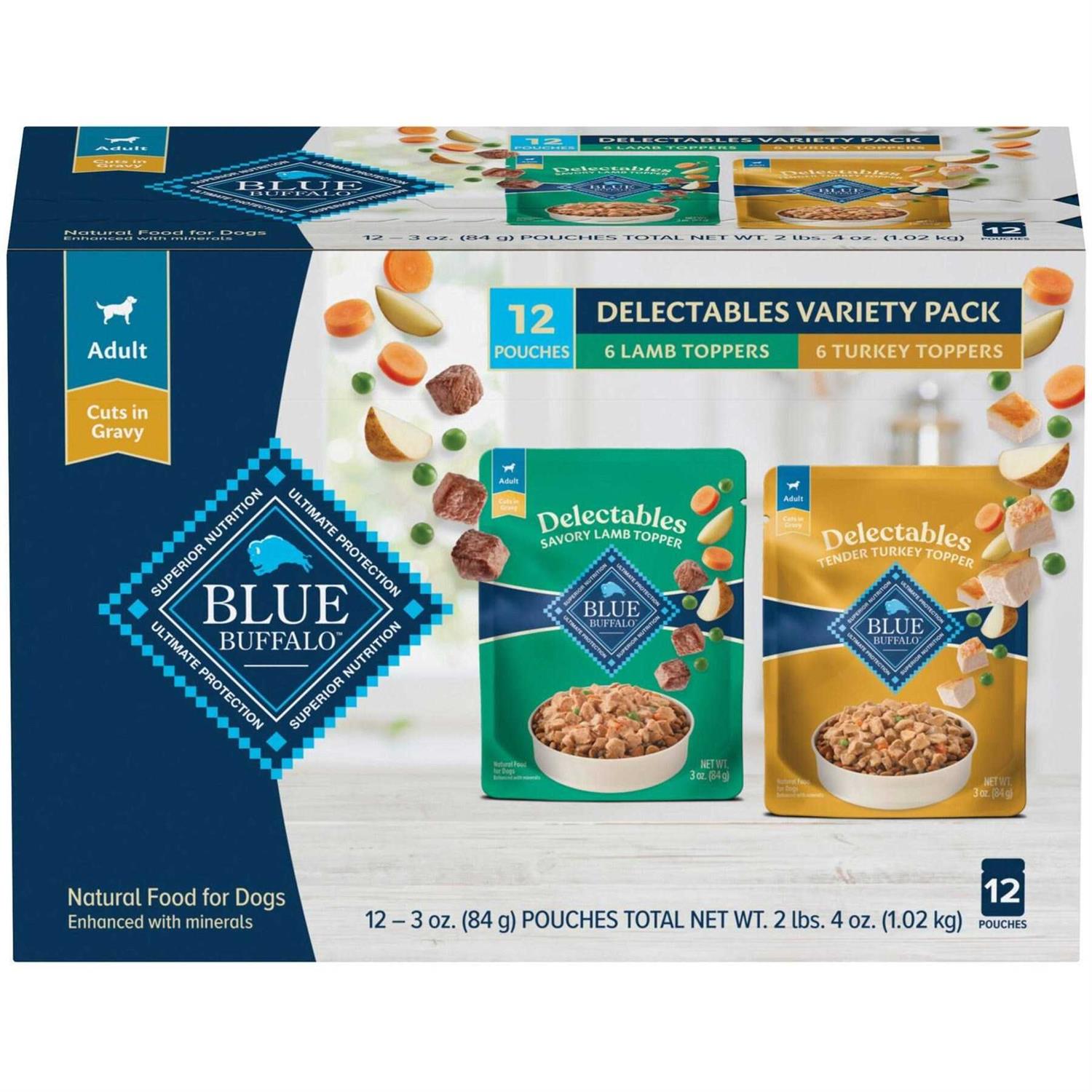 Blue Buffalo Delectables Natural Wet Dog Food Topper Variety Pack - Healthber