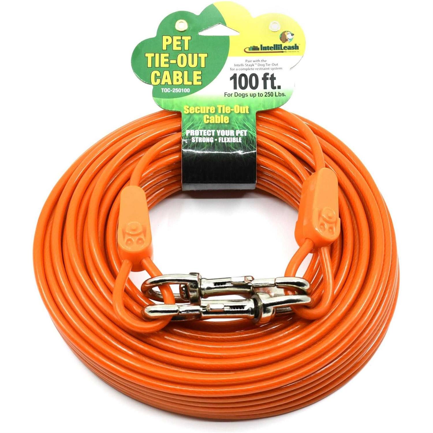 IntelliLeash Tie-Out Cables for Dogs Lengths up to 100 Feet and Breeds of Dogs up to 250 Pounds - Healthber