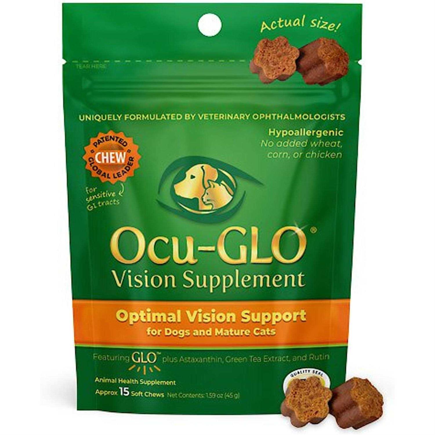 Ocu-GLO Vision Supplement Chewables for Small to Medium Dogs and Cats - Healthber