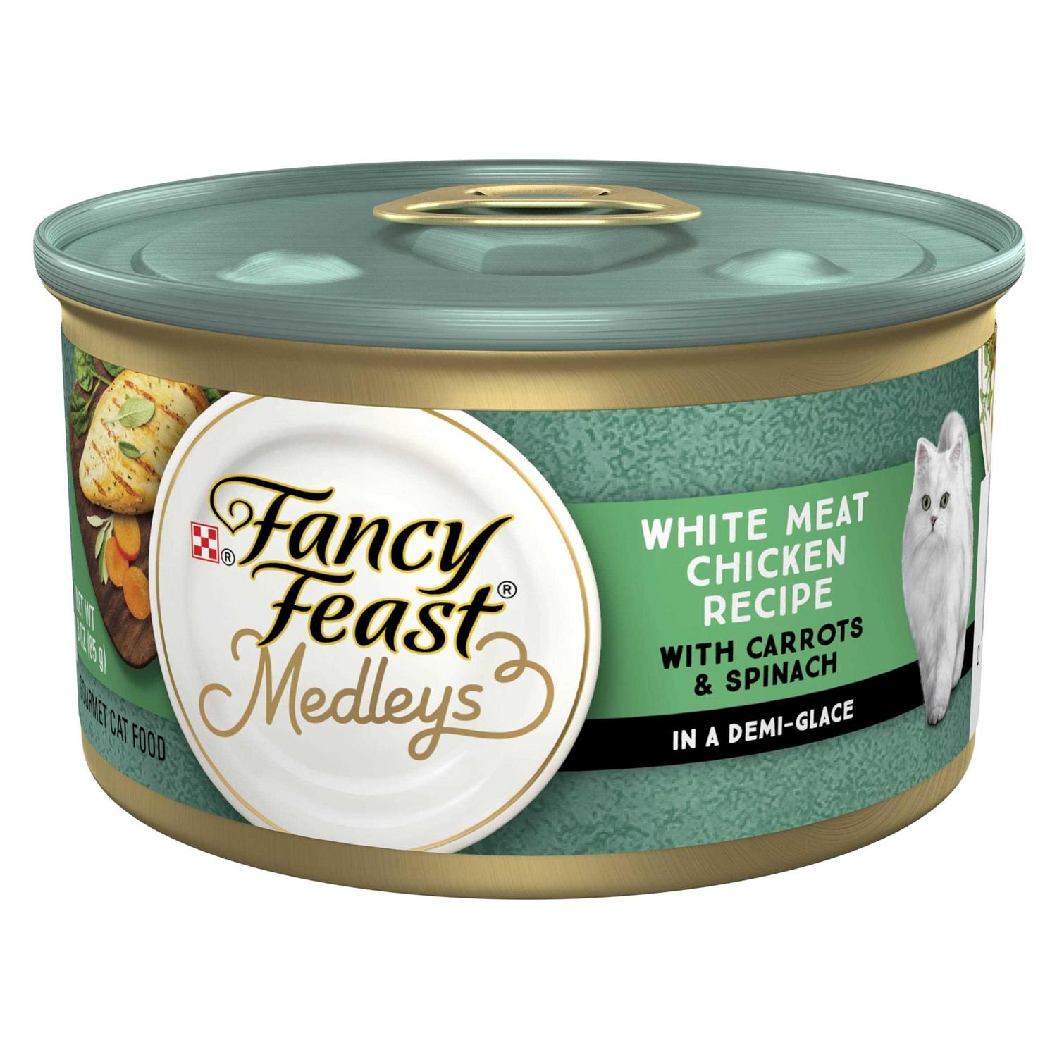 Fancy Feast Medleys White Meat Chicken Recipe with Garden Veggies in Sauce Marron Canned Cat Food - Healthber