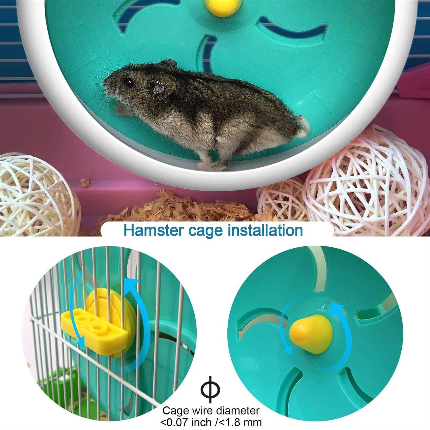 lazYYzal Hamster Wheel,Silent Hamster Wheel,Silent Wheel,Quiet Hamster Wheel,Super-Silent Hamster Exercise Wheel,Adjustable Stand Silent Hamster Wheel - Healthber