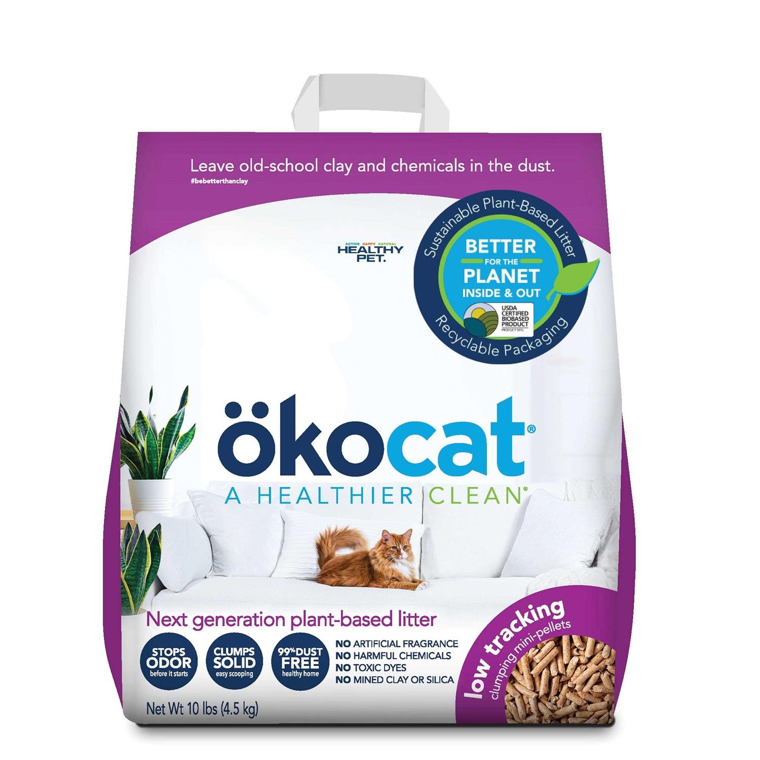 Okocat Low Tracking Clumping Mini Pellets Wood Cat Litter - Healthber