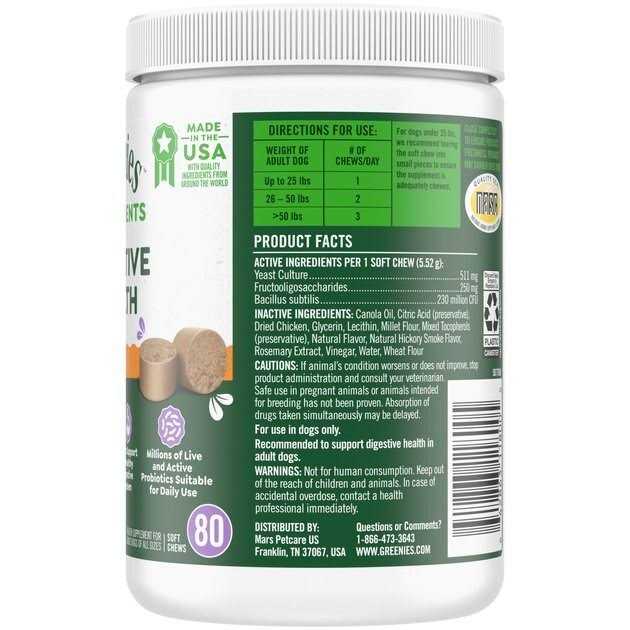 Greenies Supplements Digestive Health Probiotics for Dogs Chicken Flavor - Healthber