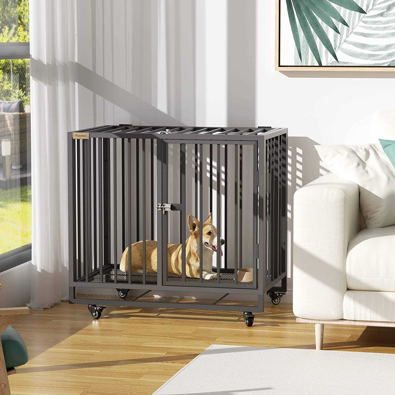 Furpezoo Dog Crate Heavy Duty Strong Steel Dog Cage Medium Dog Kennel with 4 Wheels - Healthber