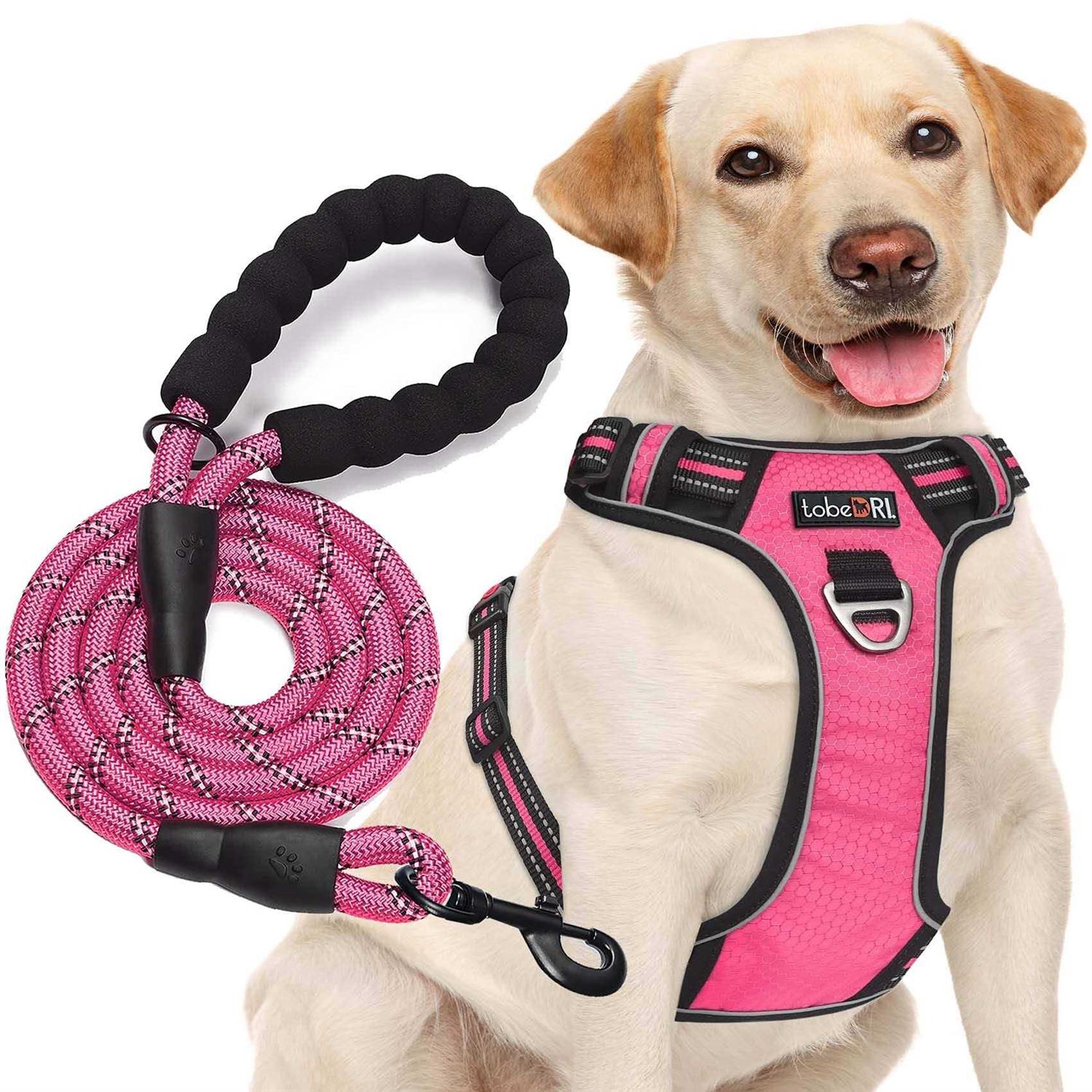 tobeDRI No Pull Dog Harness Adjustable Reflective Oxford Easy Control Medium Large Harness with A Free Heavy Duty 5ft Dog Leash - Healthber