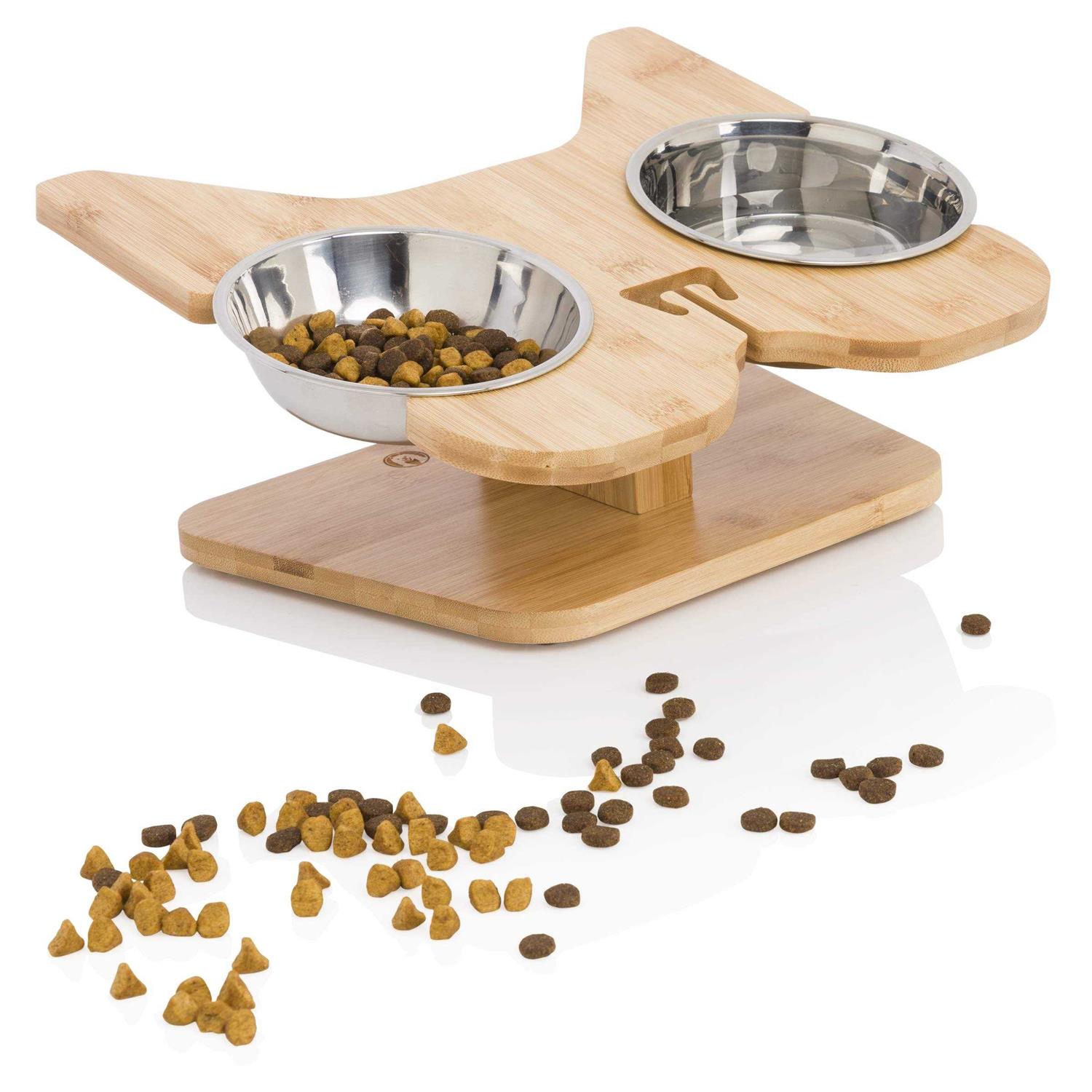 Nibbleypets Elevated Dog Bowl Stand with Stainless-Steel Food and Water Bowls - Healthber