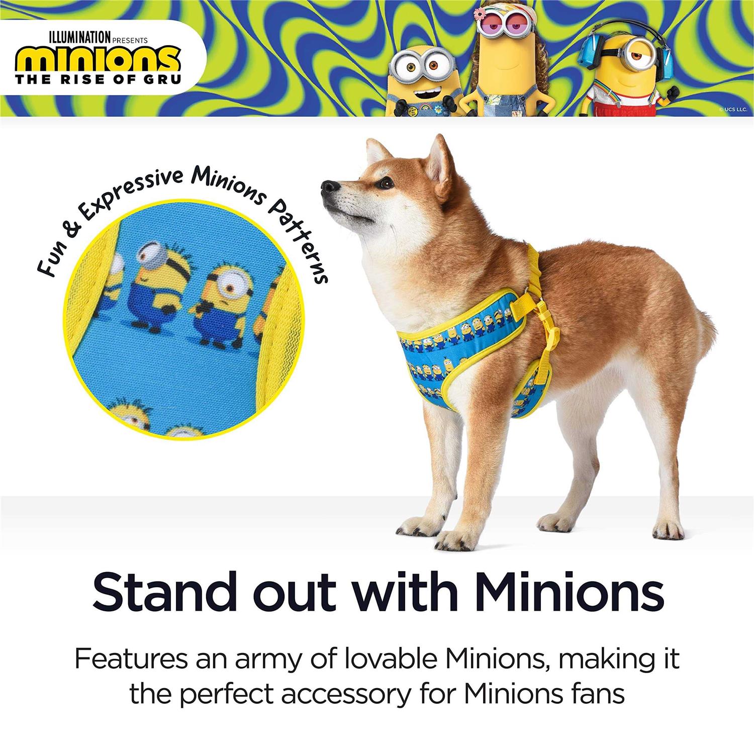 Minions Dog Harness Blue Minions in a Row Comfortable Mesh No-Pull Dog Harness - Healthber