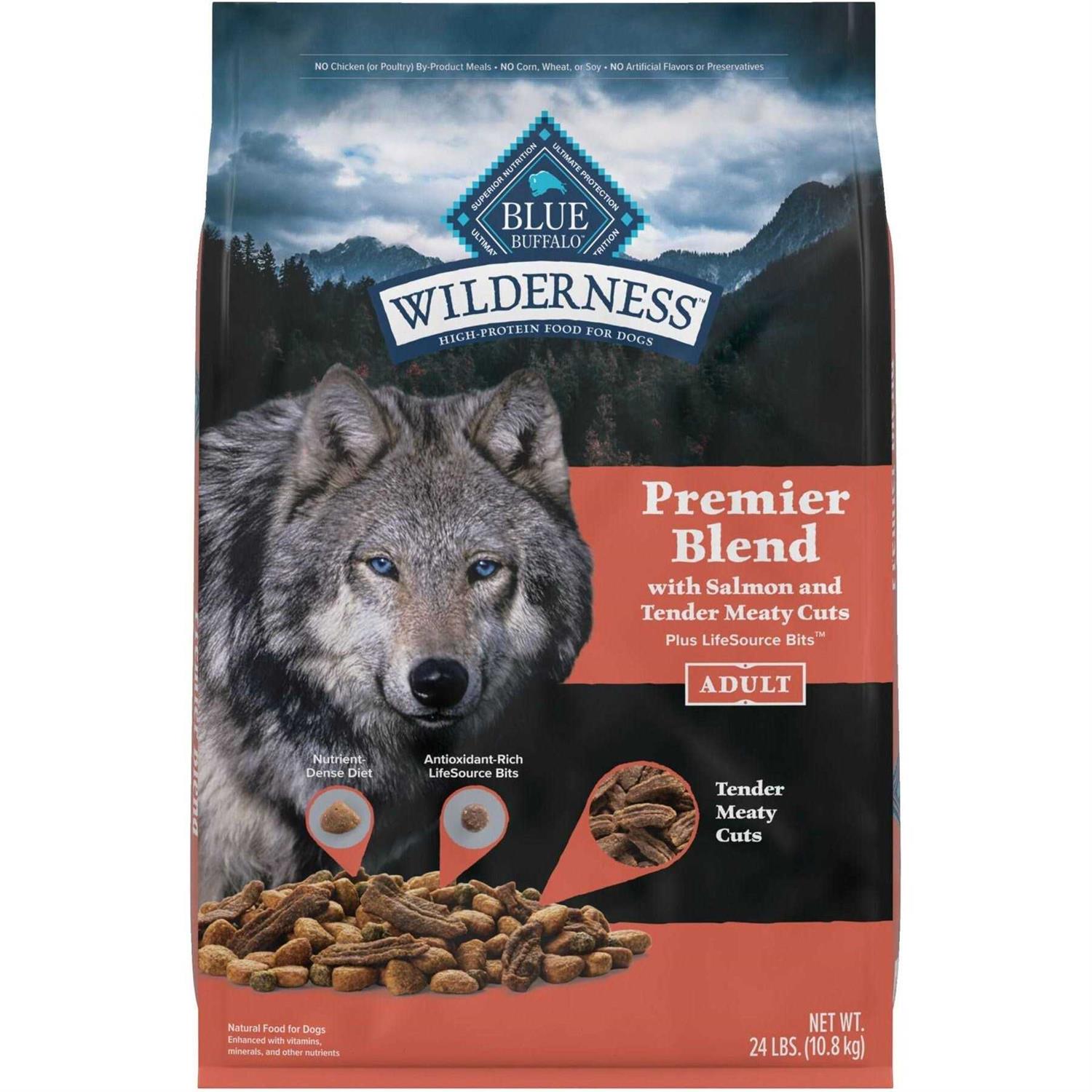 Blue Buffalo Wilderness Premier Blend Adult Natural Meaty Cuts Salmon Dry Dog Food - Healthber