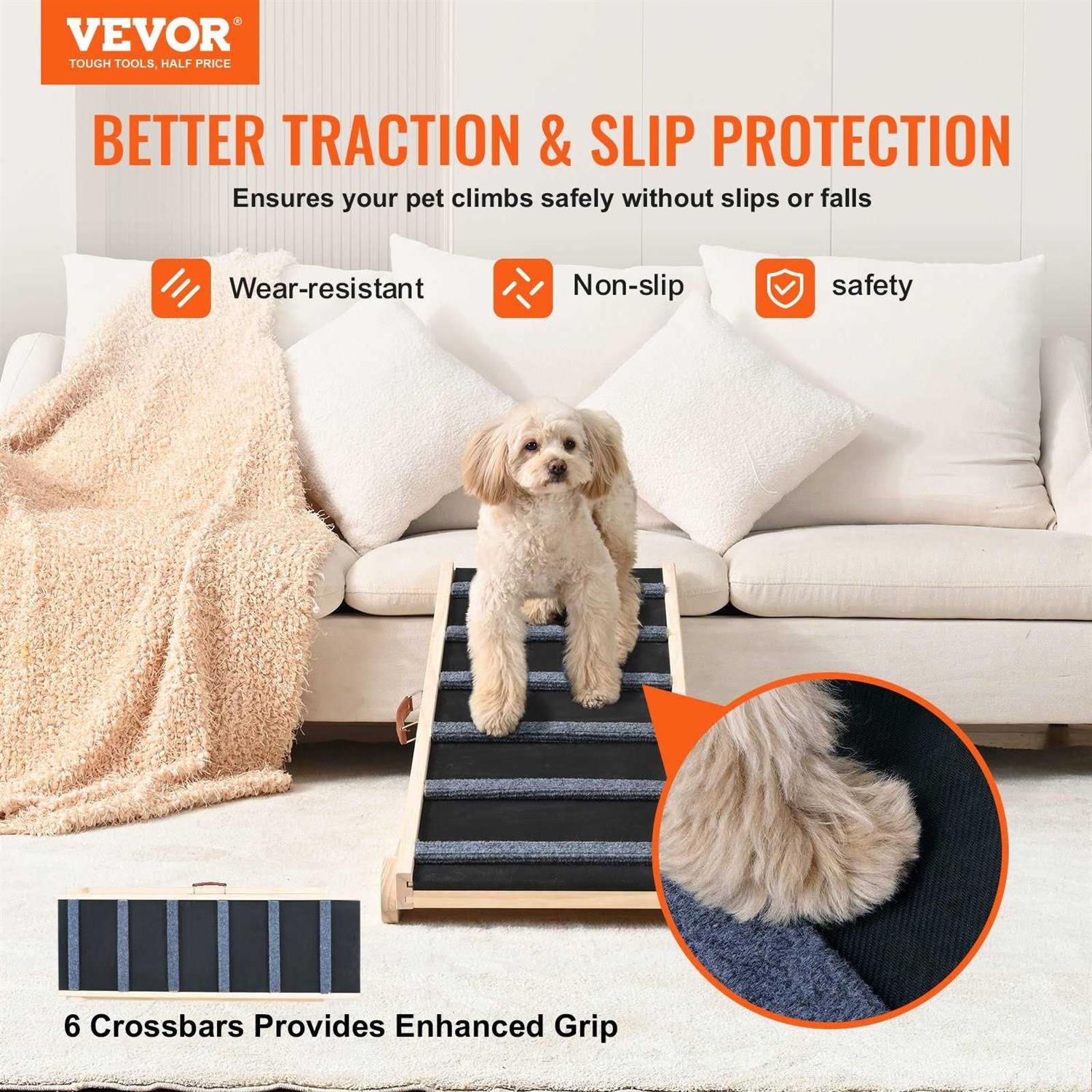VEVOR Dog Ramp Folding Pet Ramp for Bed Adjustable Dog Ramp for Small - Healthber