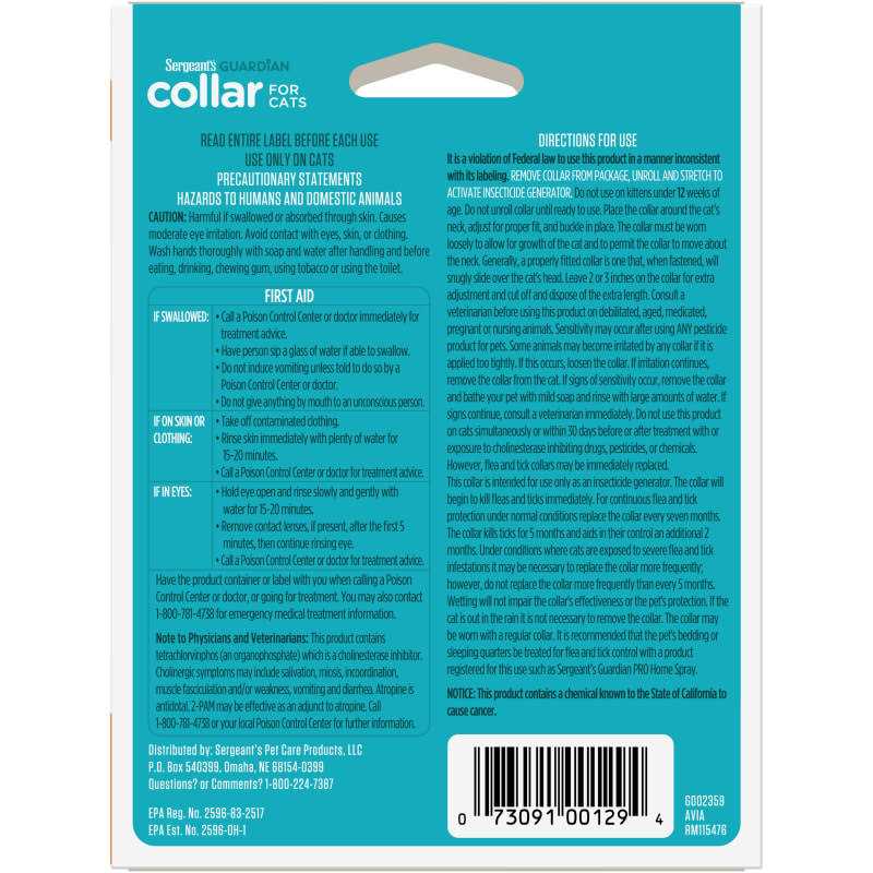 Sergeant’s Guardian Flea & Tick Collar for Cats - Healthber