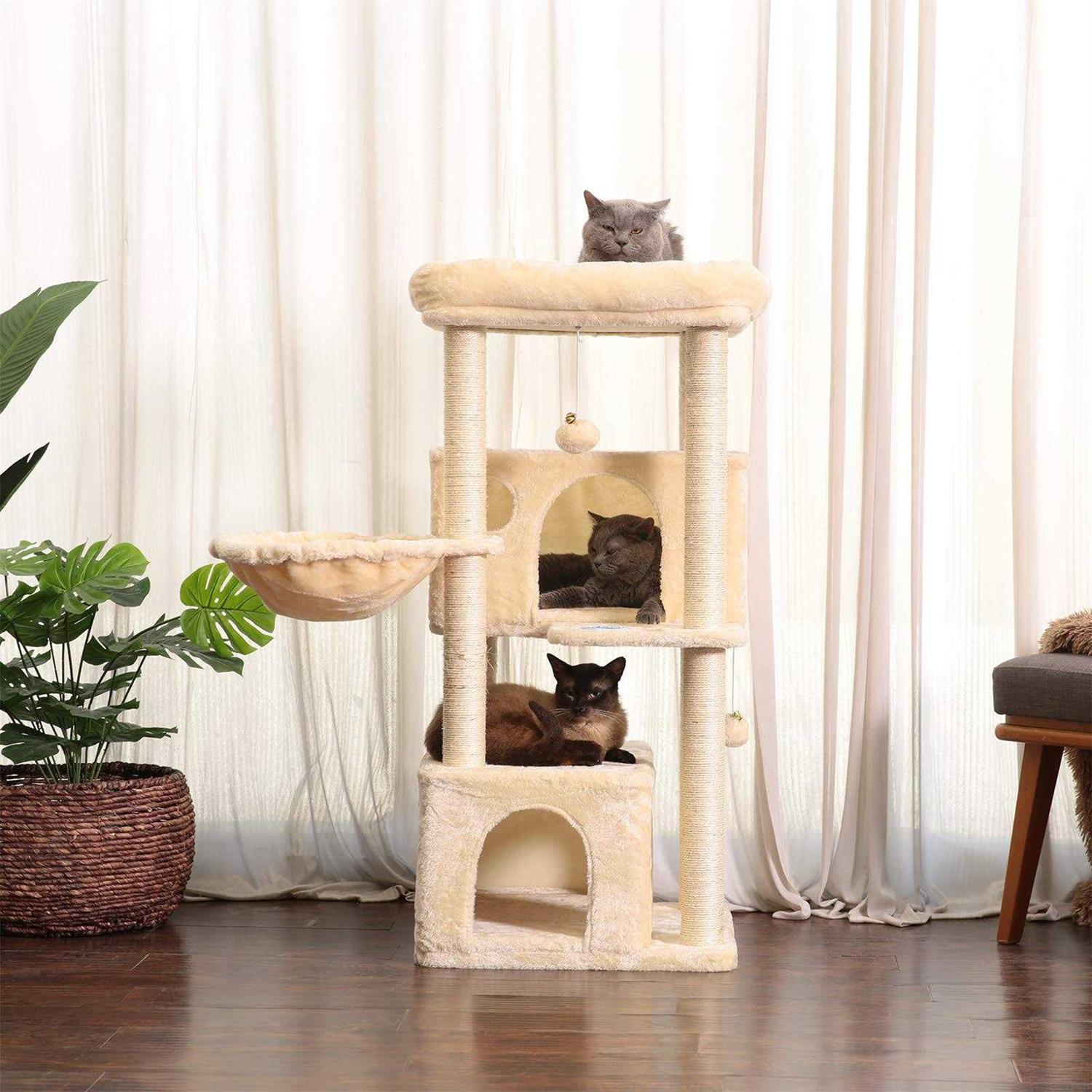 Hey-brother Cat Tree,Multi-Level Cat Condo for Large Cat Tower Furniture with Sisal-Covered Scratching Posts - Healthber