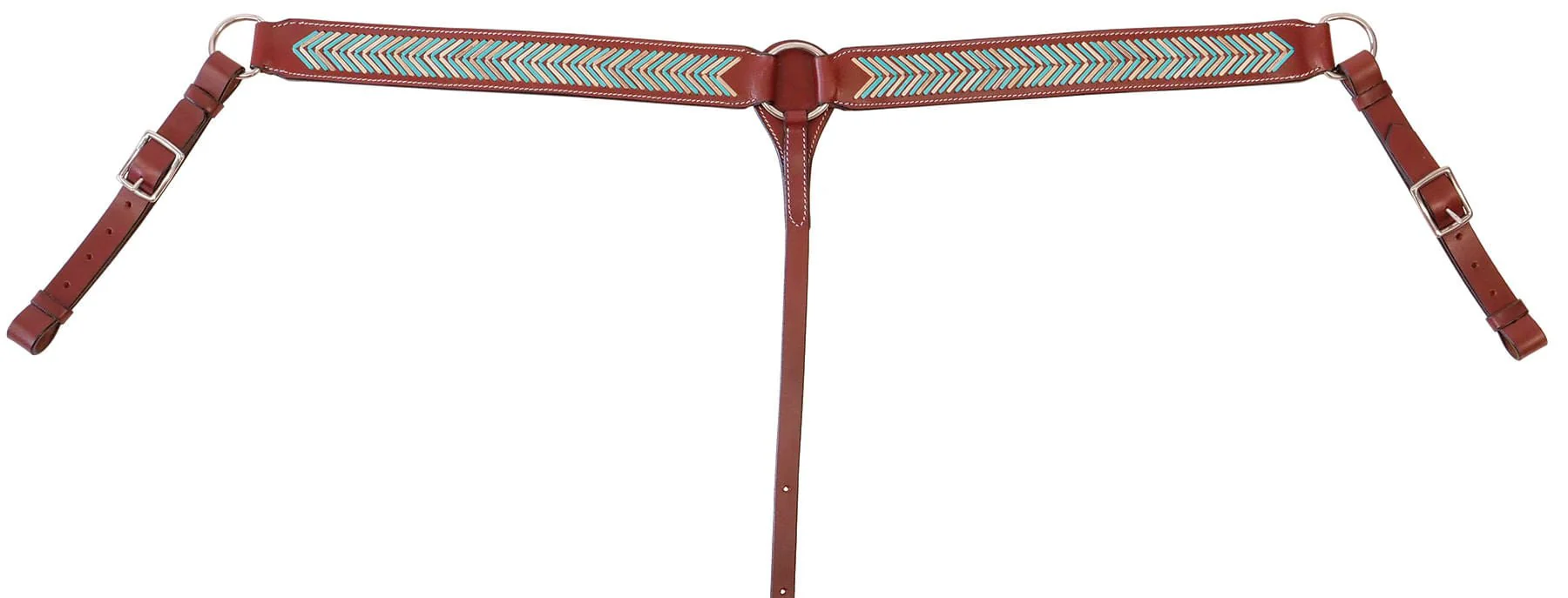 Buffalo Leather Turquoise Rawhide Laced Breast Collar - Healthber
