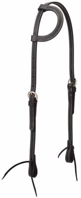 Black Latigo Leather Sliding Ear Headstall - Healthber