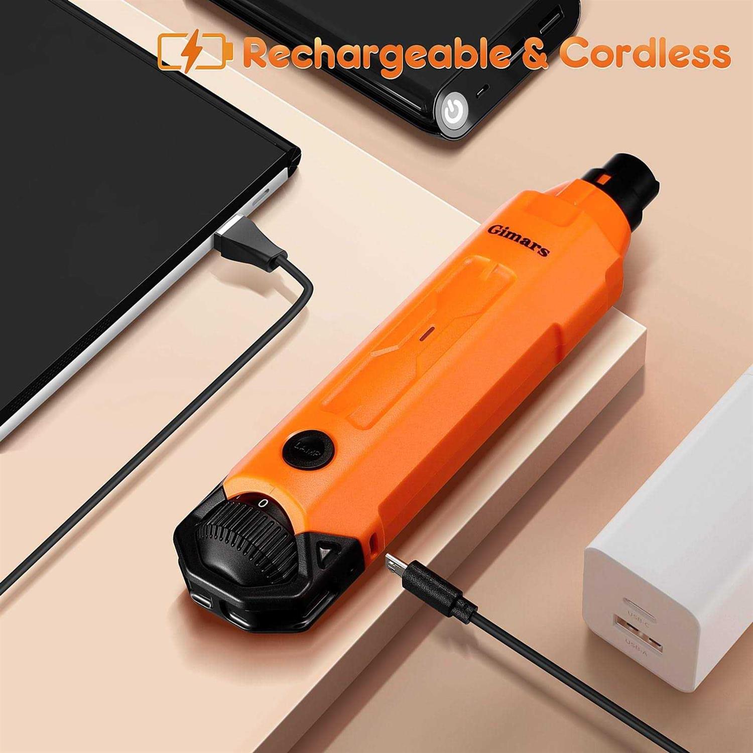 Gimars Upgrade Super Quiet Adjustable 6 Speed Powerful 12000rpm Allow All Controll Dog Nail Grinder 45 db Dual Led Light Pet Nail Grinder USB - Healthber