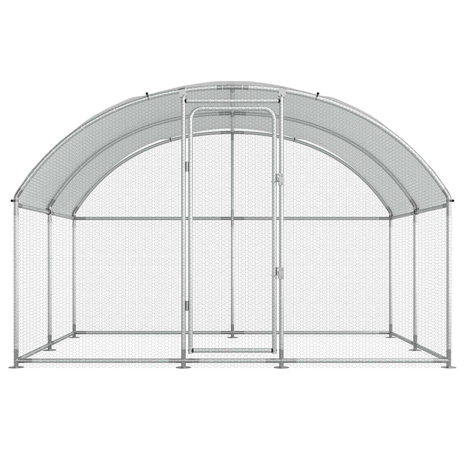ECOLINEAR Large Metal Chicken Coops for 20 Chickens Runs for Yard with Waterproof Cover Walk-in Chicken Pen 10’Lx6.6’Wx6.6’H Outdoor Backyard Farm Use - Healthber