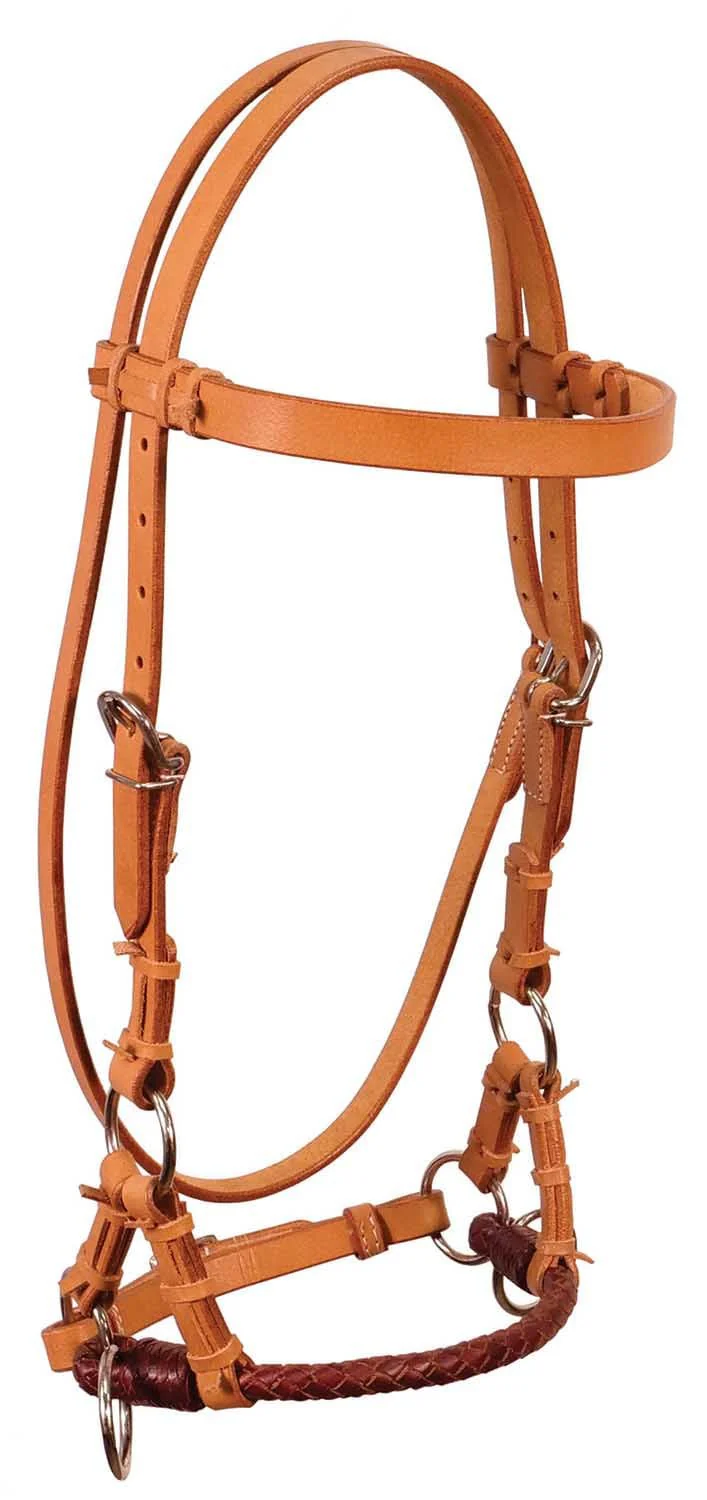 Buffalo Leather Fully Adjustable Leather Nose Side Pull Headstall - Healthber