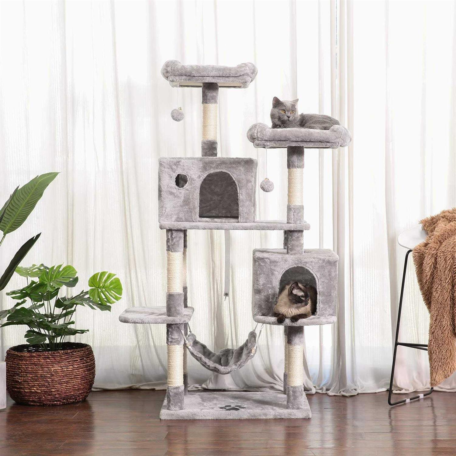 Hey-brother Large Multi-Level Cat Tree Condo Furniture with Sisal-Covered Scratching Posts - Healthber