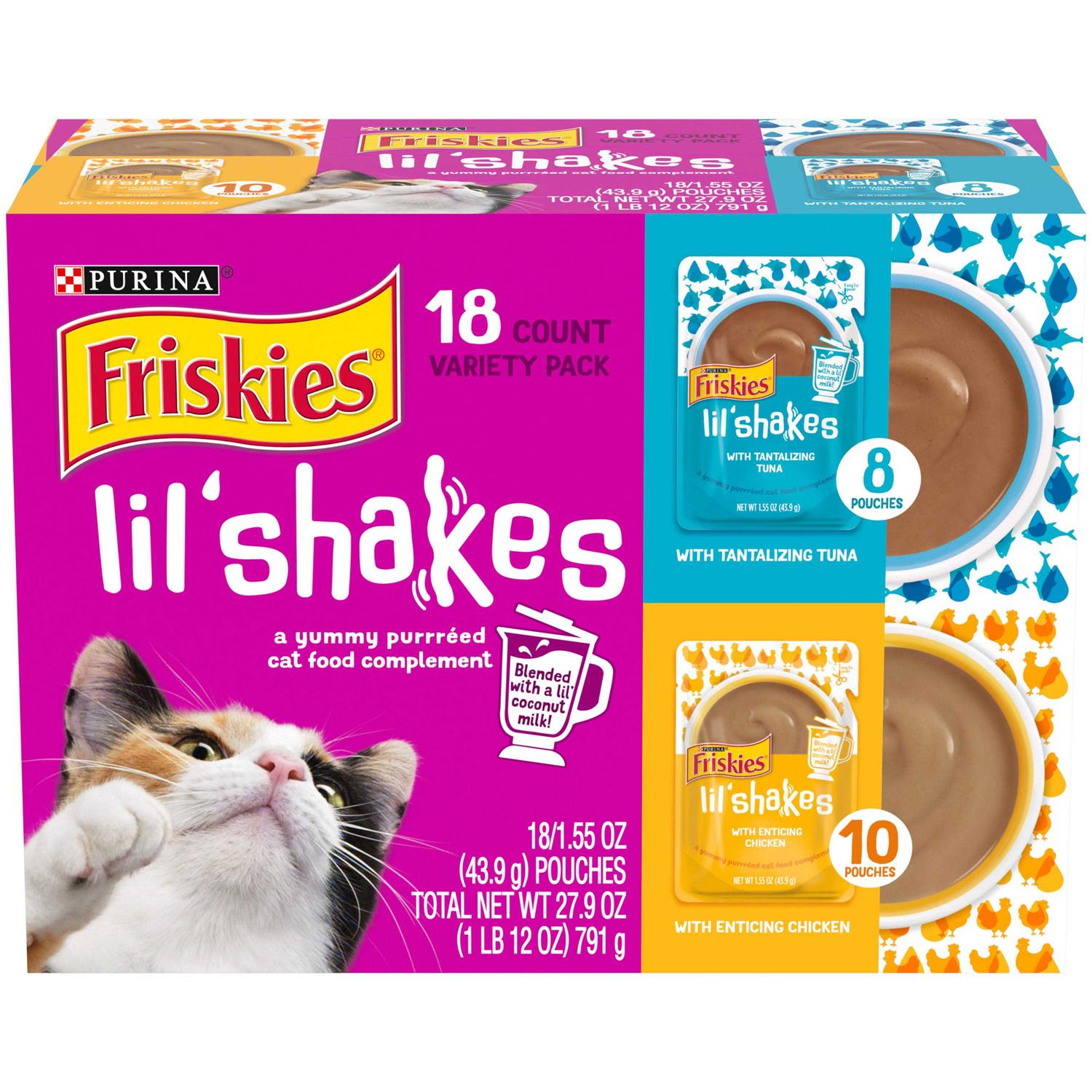 Purina Friskies Pureed Cat Food Topper Variety Pack Lil’ Shakes With Chicken and With Tuna Varieties - Healthber