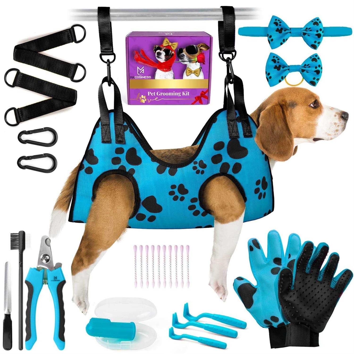 MAcosiness Pet Grooming Hammock for Nail Trimming Complete Groomers Helper Set for Pets - Healthber