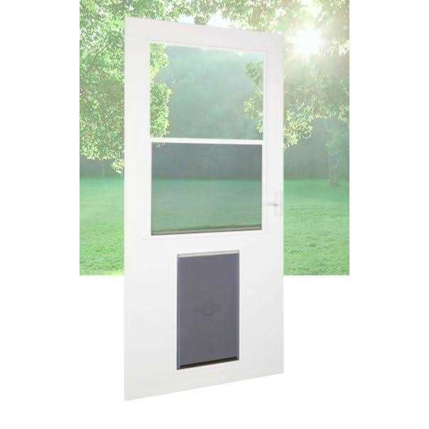 LARSON Pet Door XL 81-in White High-view Wood Core Storm Door - Healthber