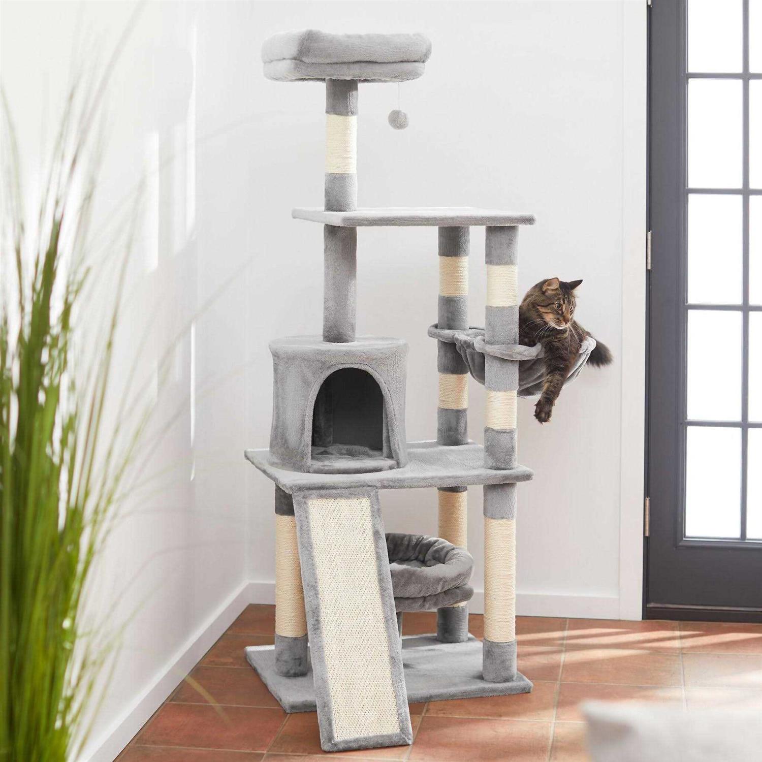 Frisco 62-in Faux Fur Cat Tree & Condo - Healthber