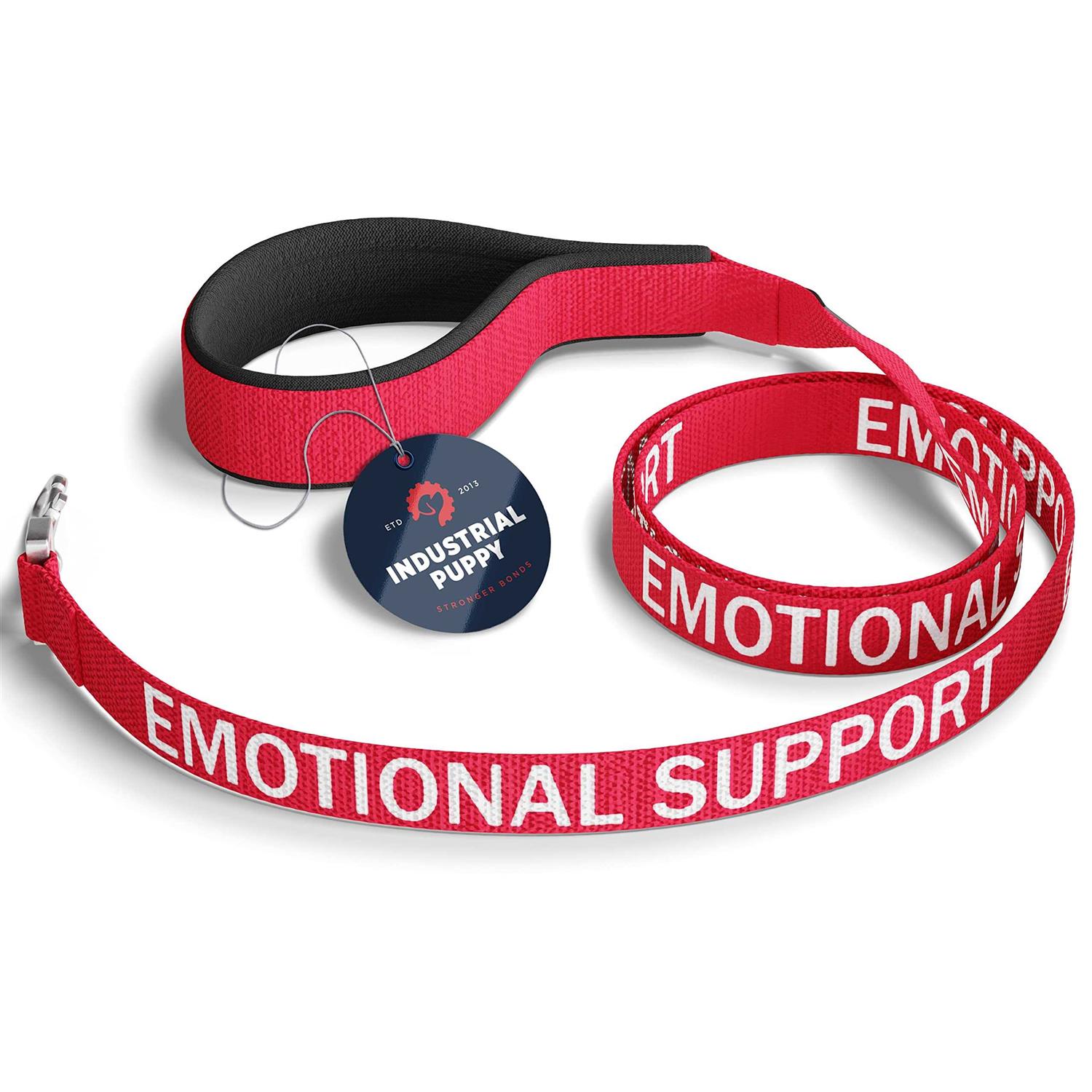 Industrial Puppy Emotional Support Dog Leash Wrap with Neoprene Handle and Reflective Emotional Support Lettering - Healthber