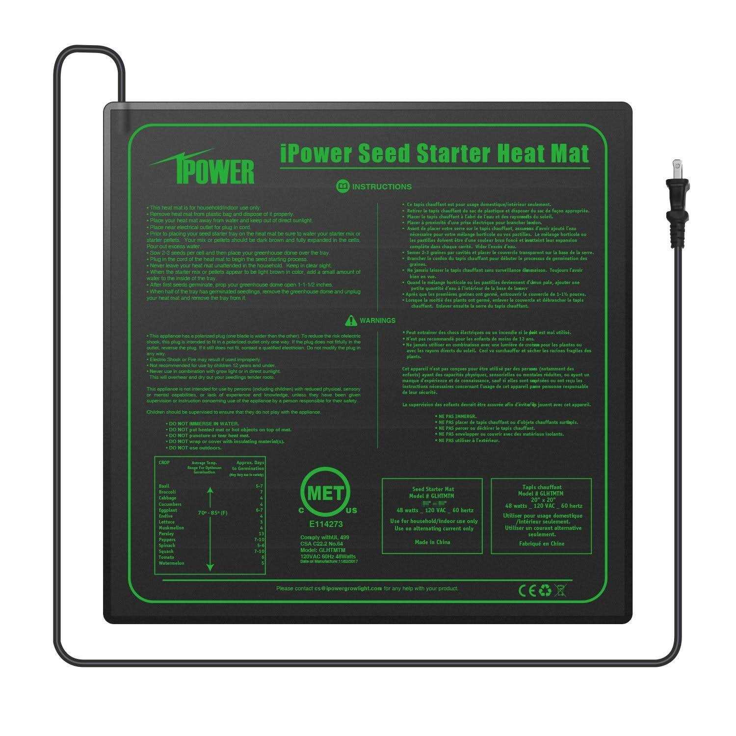 iPower GLHTMTS Durable Waterproof Seedling Heat Mat Warm Hydroponic Plant Germination Starting Pad - Healthber