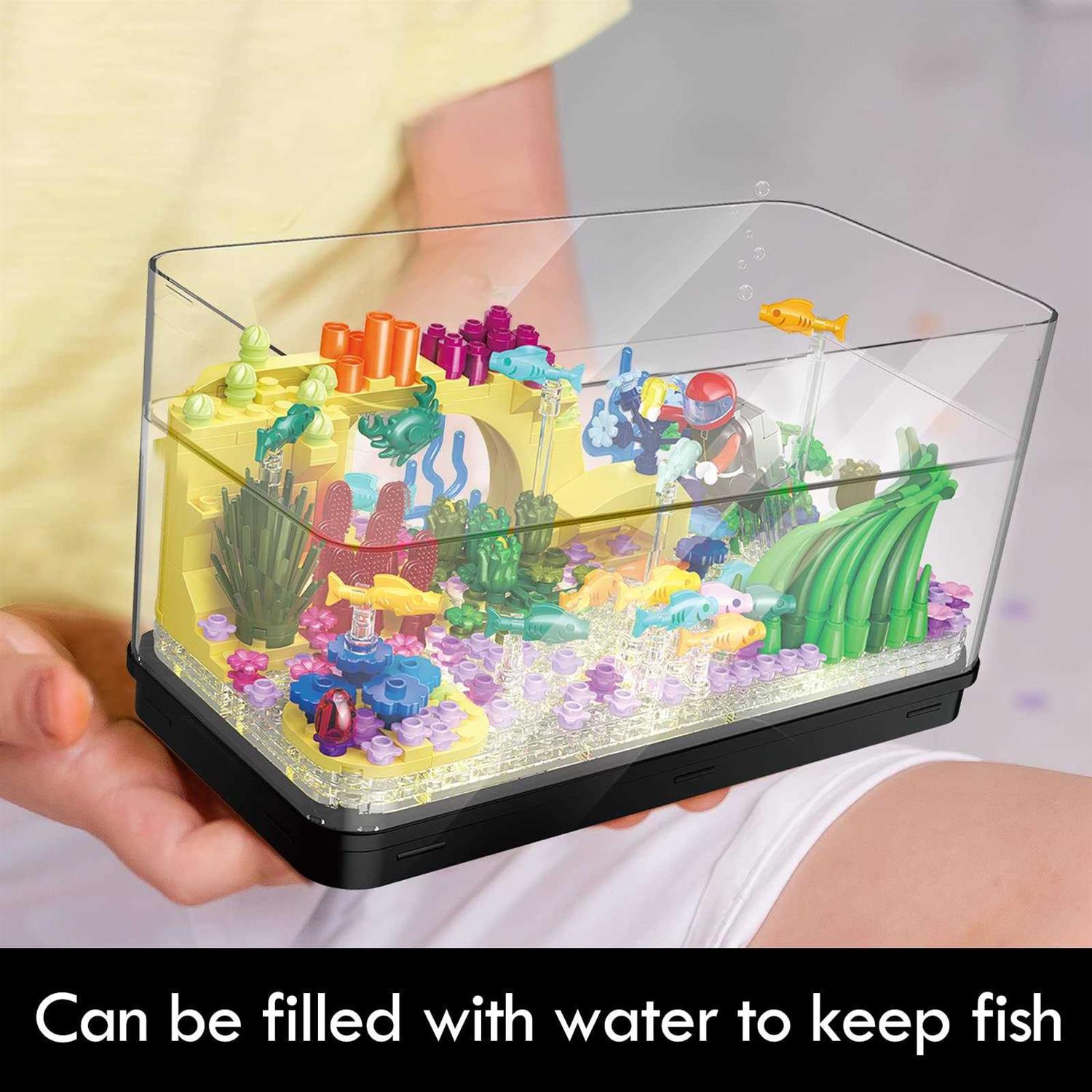 high godo fish tank aquarium building sets Creative Model Mini Block with Light kit - Healthber