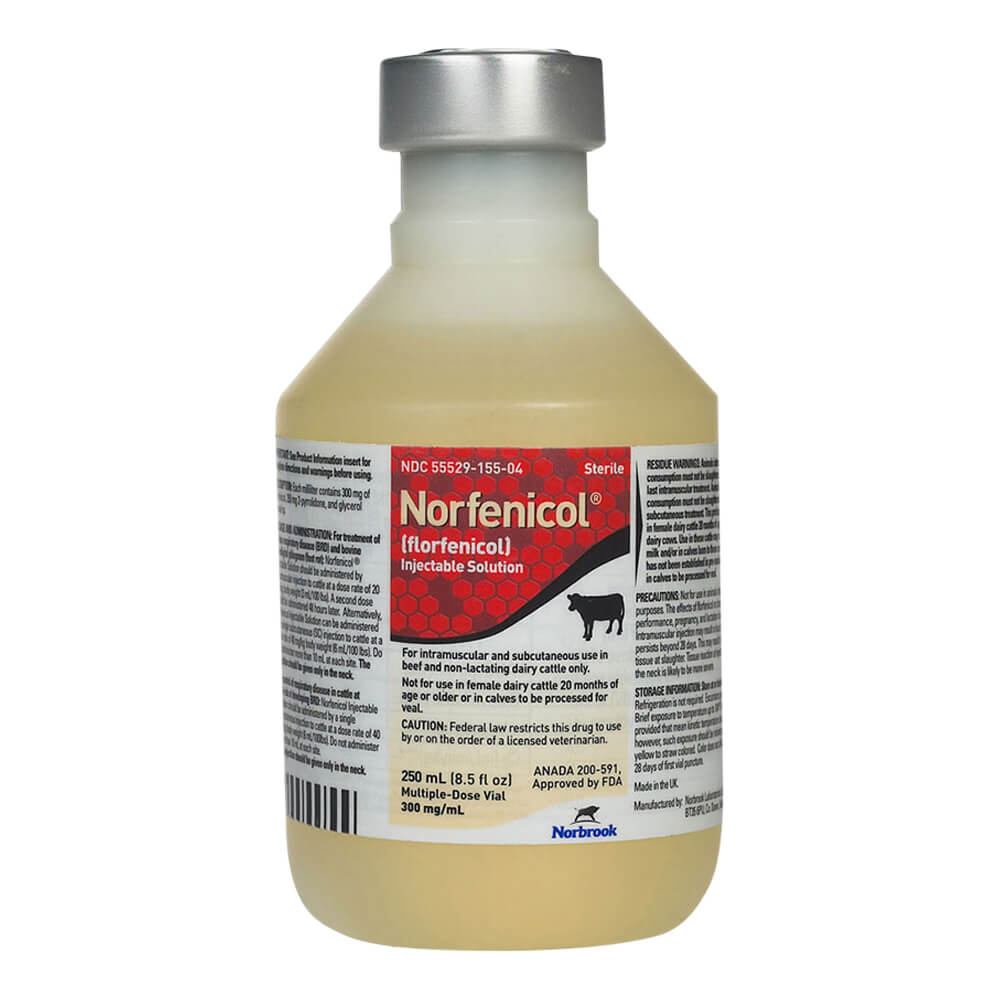 Rx Norfenicol (florfenicol) Injectable Solution for Cattle, 250 ml - Healthber