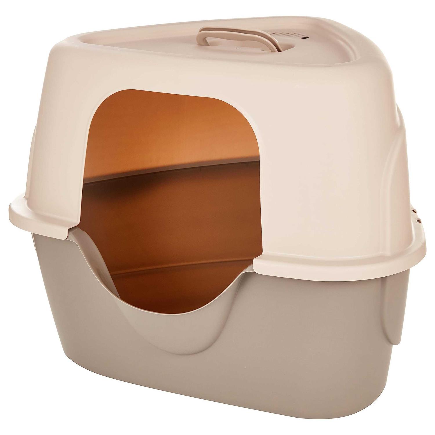 petpetssmart Basics No-Mess Hooded Corner Cat Litter Box - Healthber