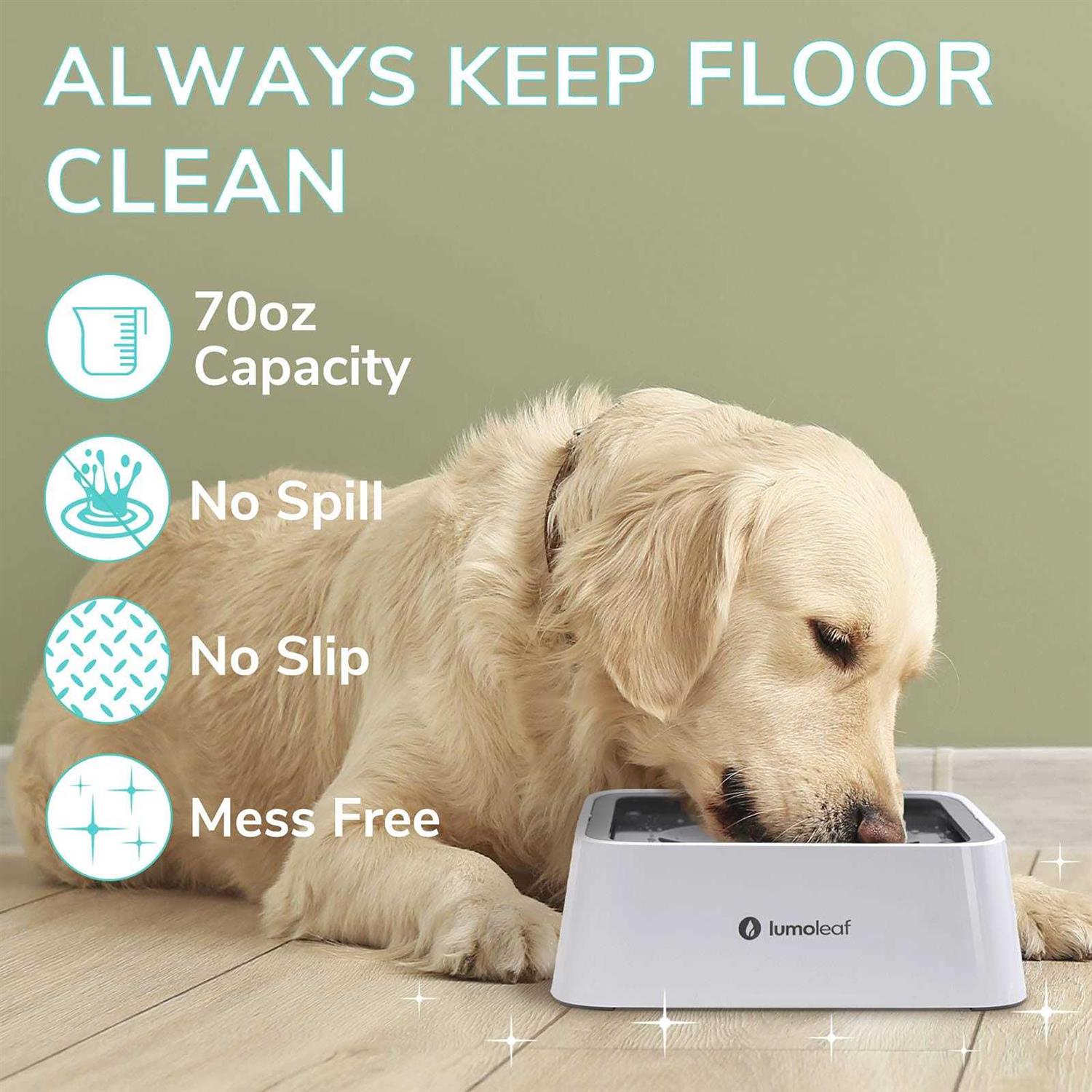 LumoLeaf Dog Water Bowl Pet Slow Water Feeder Bowl No Spill Dog Bowl - Healthber