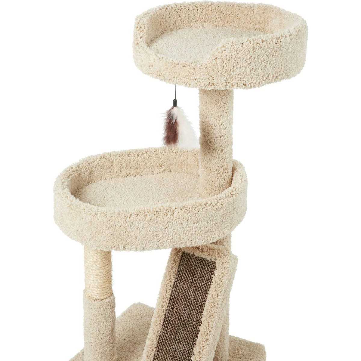 Frisco 44-in Real Carpet Cat Tree with Replaceable Corrugate Scratcher - Healthber