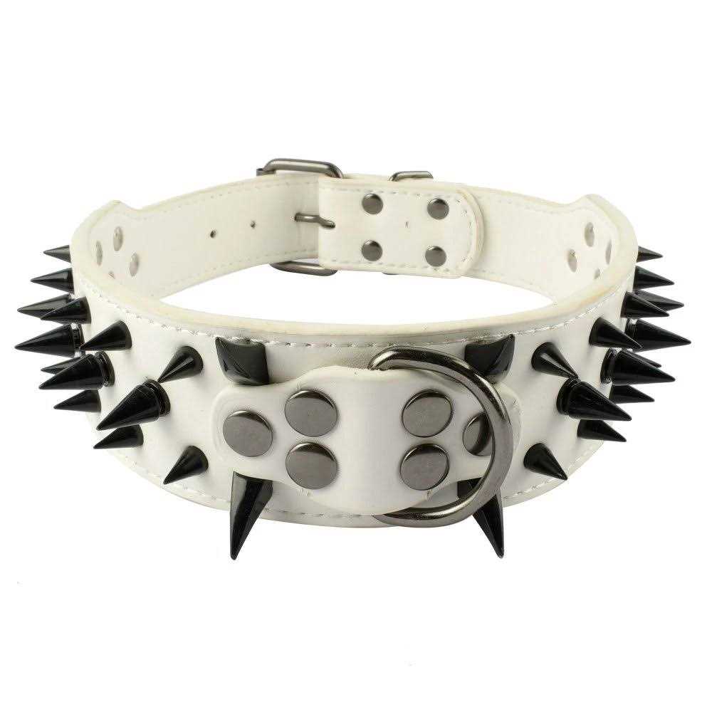 Berry Pet Black Leather Spikes Studded Medium & Large Dog Collar & Leash & Harness 3 Pcs Set for Pitbull Boxer - Healthber