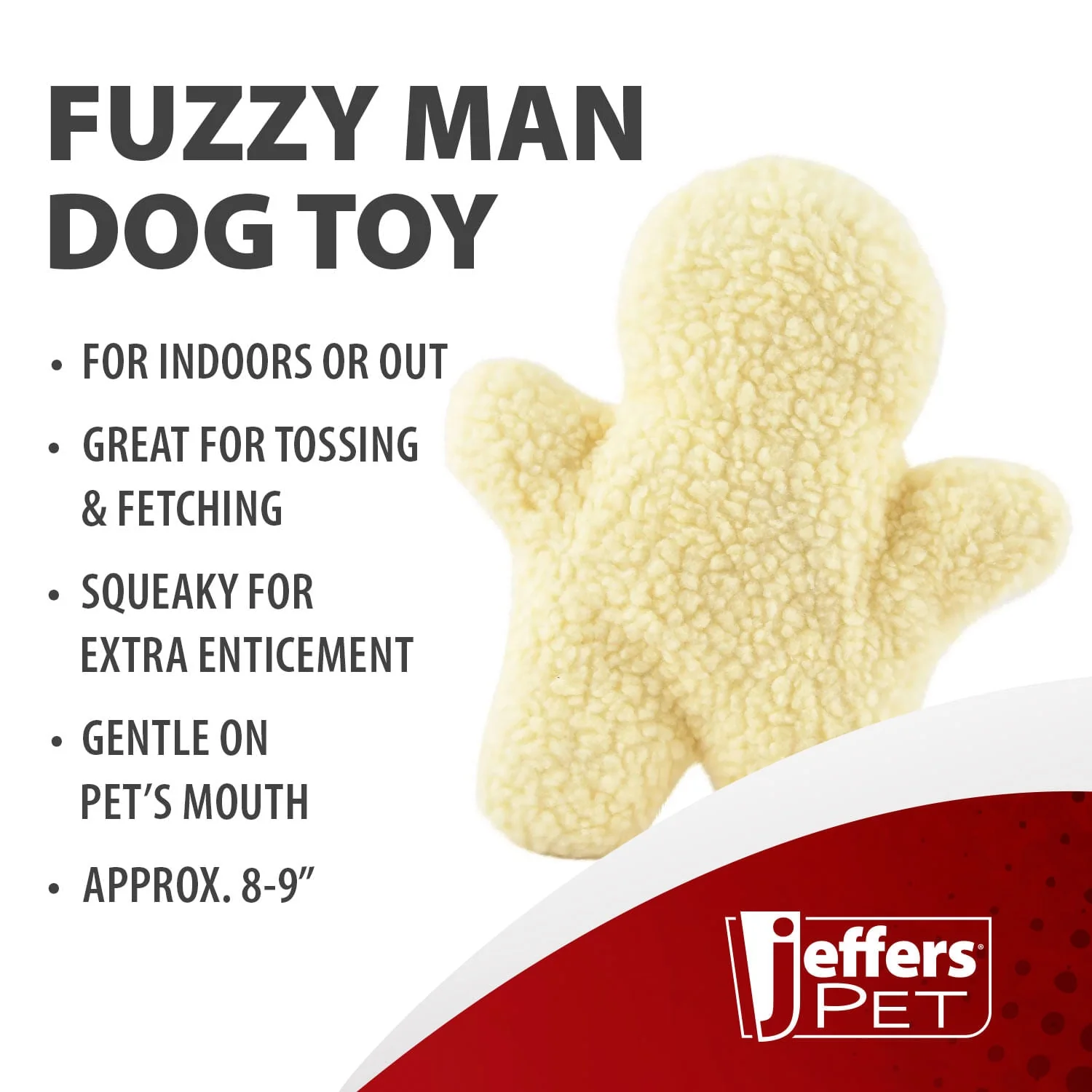 Fuzzy Shapes Squeaker Dog Toys, Natural Color, Star/Man/Bone - Healthber