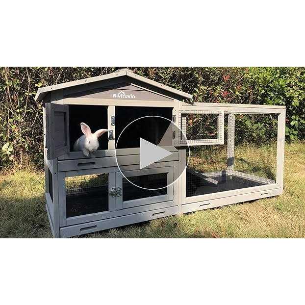Aivituvin Rabbit Hutch Indoor 62 Cage Outdoor Chicken Coop Guinea Pig Cage on Wheels Bunny Cage with 3 Deep No Leakage Pull Out Tray,Waterproof - Healthber
